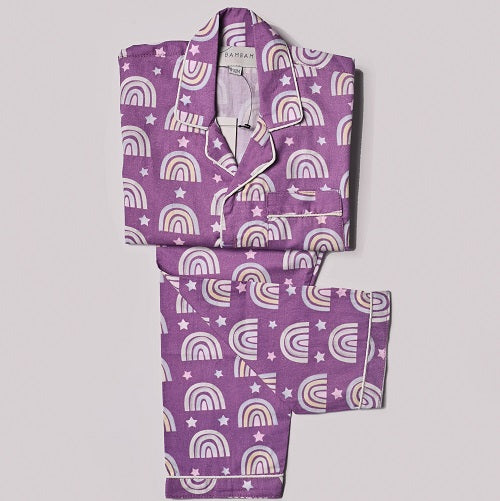 Vibrant Rainbows Night Suit (Full Sleeves)