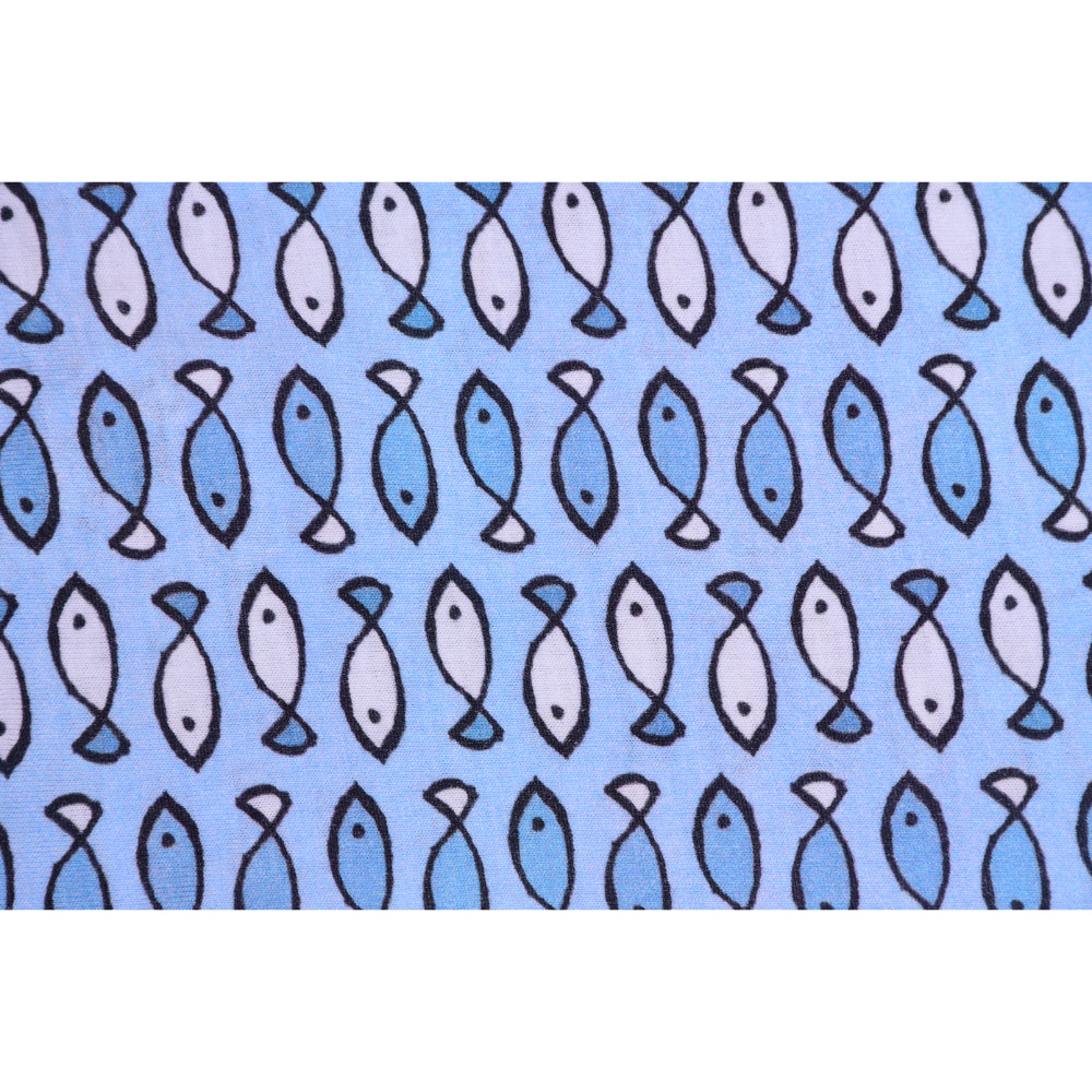 Fishy Fishy in the Sea Organic Zipped Footed Sleepsuit - Blue
