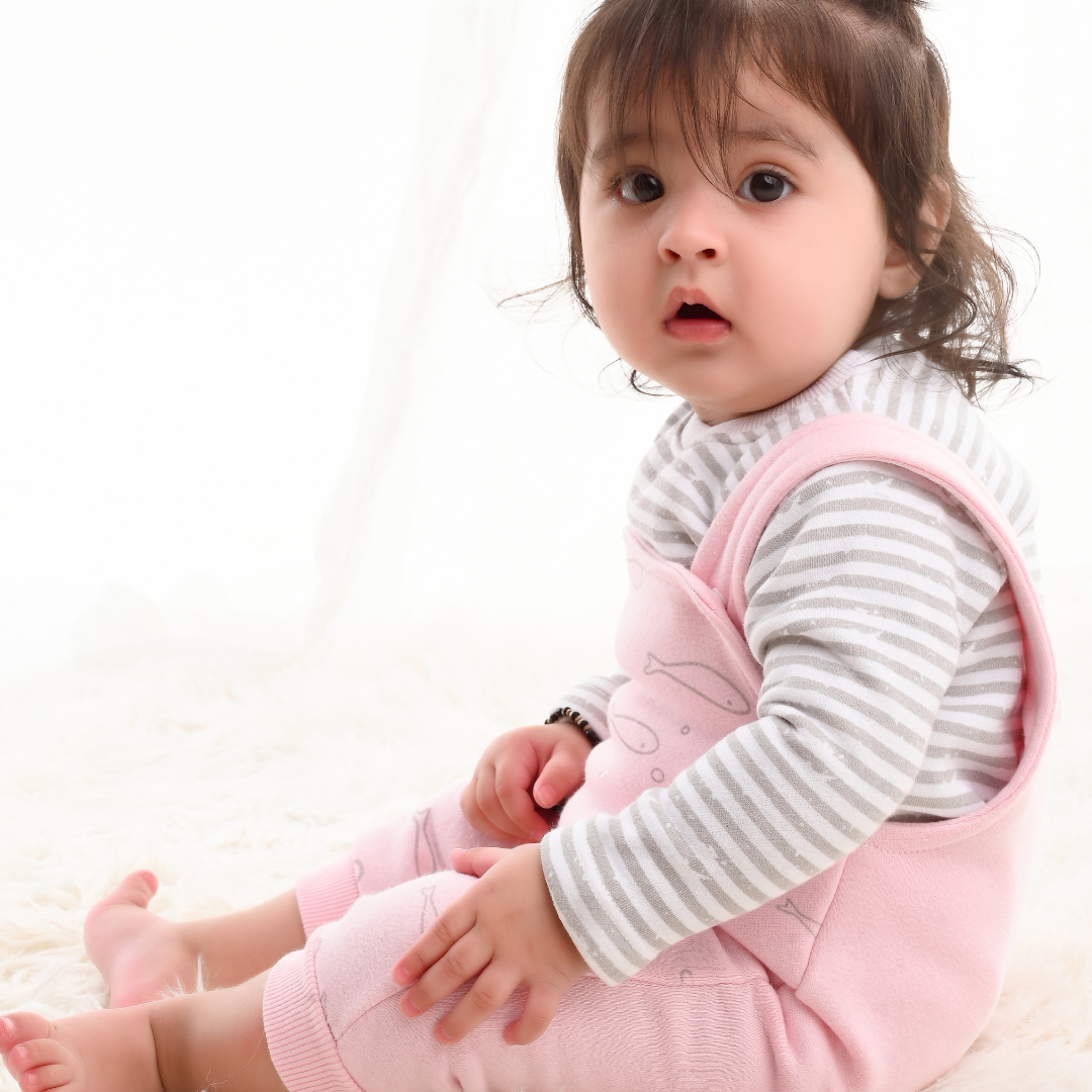 Pink Fish 2-Pc Fleece Romper &amp; Dungaree Set