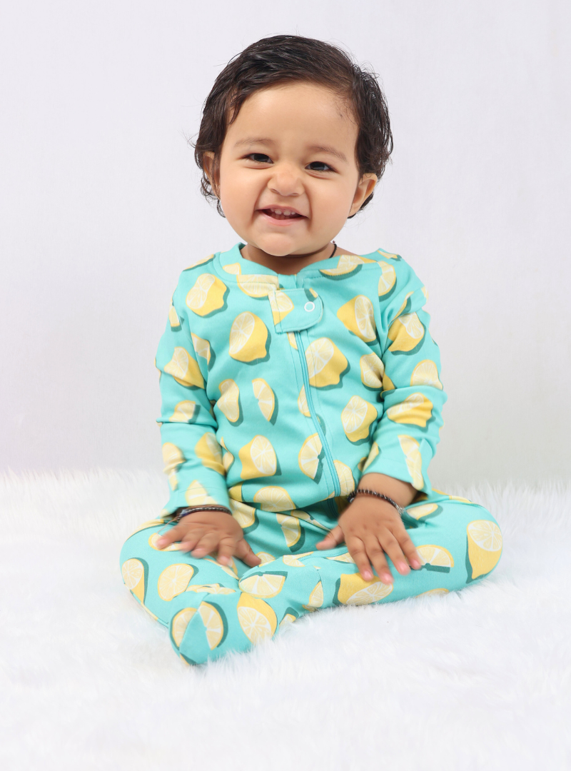 Zipped Footed Sleepsuit Fruit Print - 2pc Pack