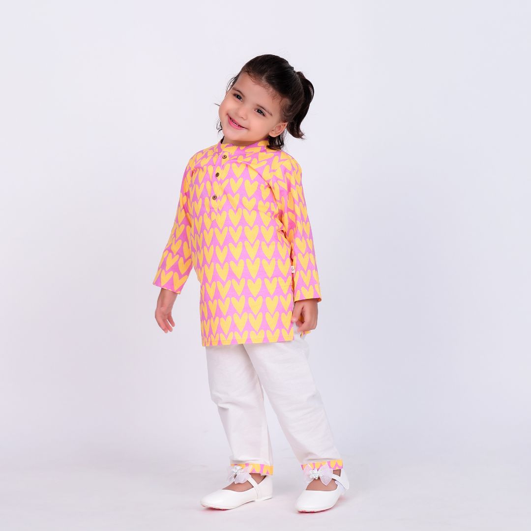 Full Of Heart Cotton Kurta Set