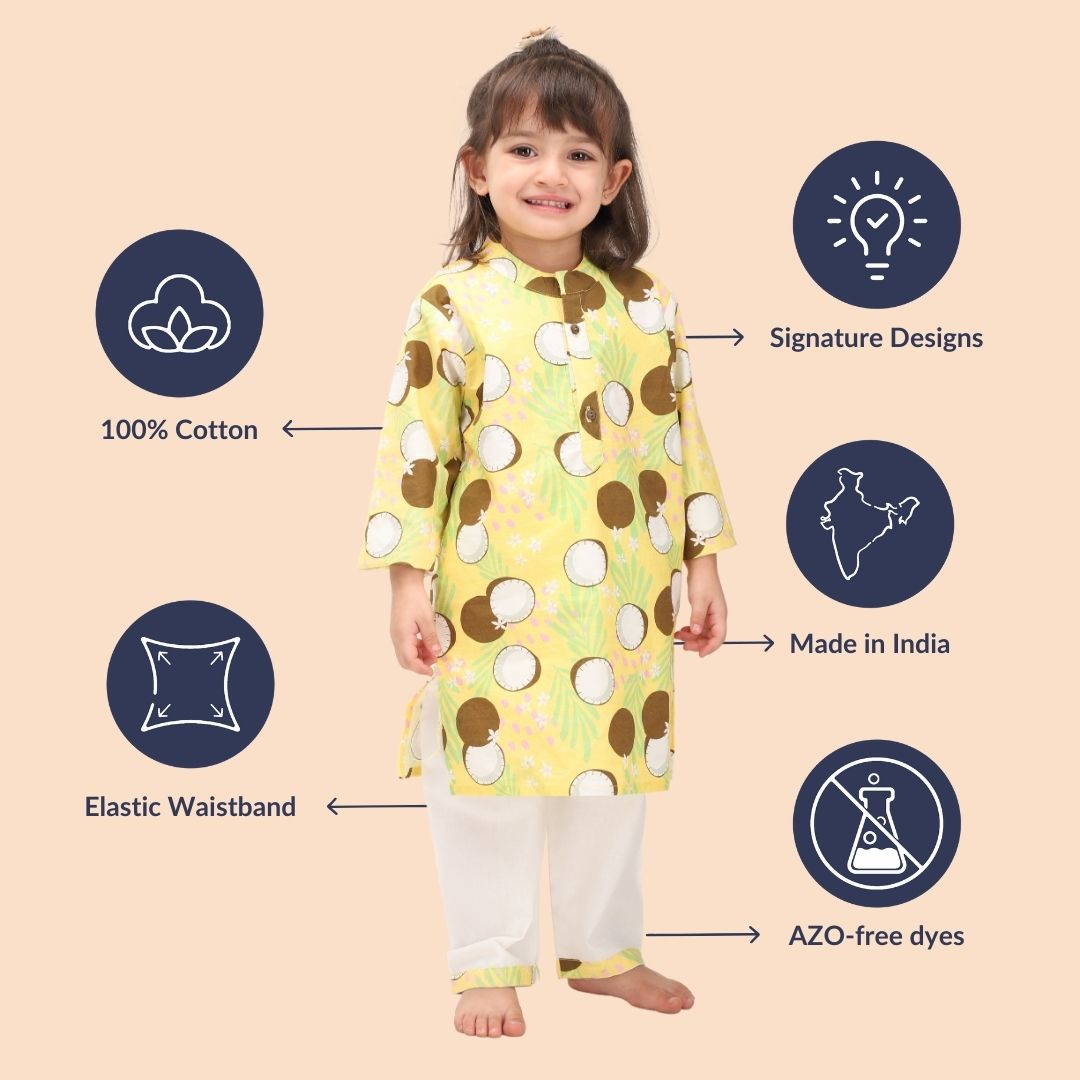 Coconut Floral Cotton Kurta Set