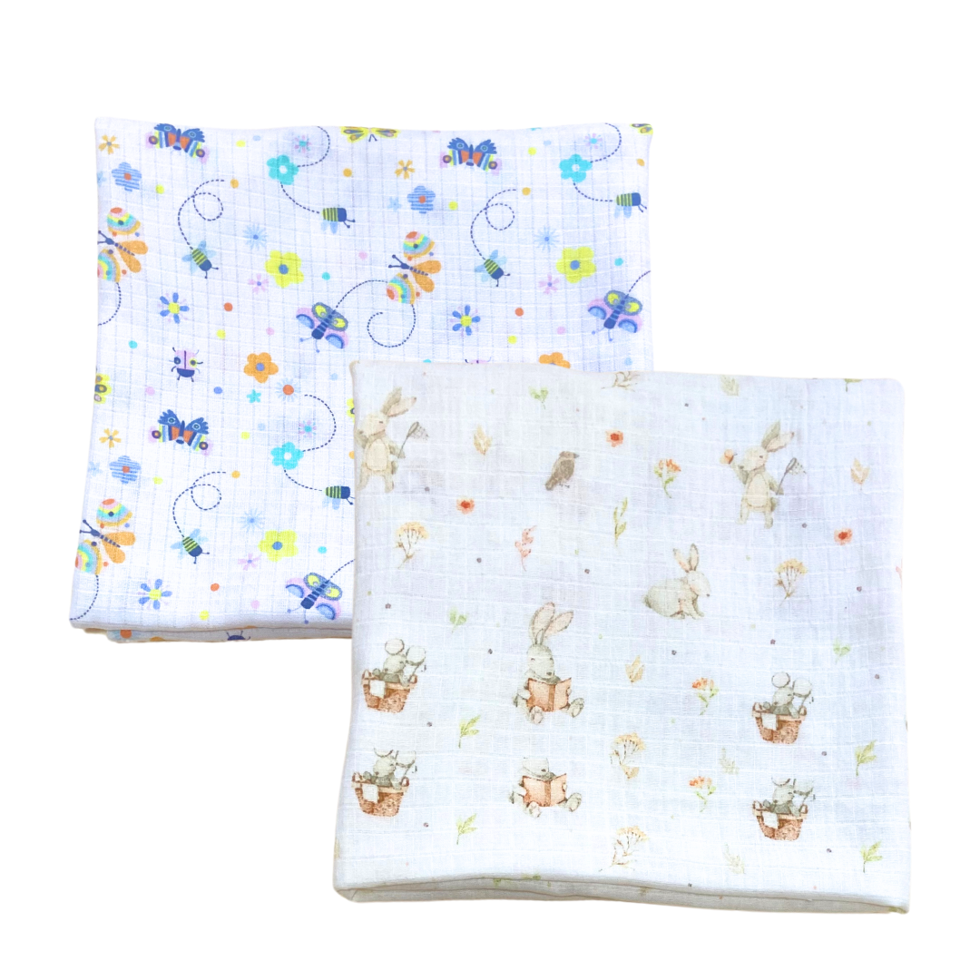 Pack Of 2 Swaddles - Rabbits &amp; Butterfly