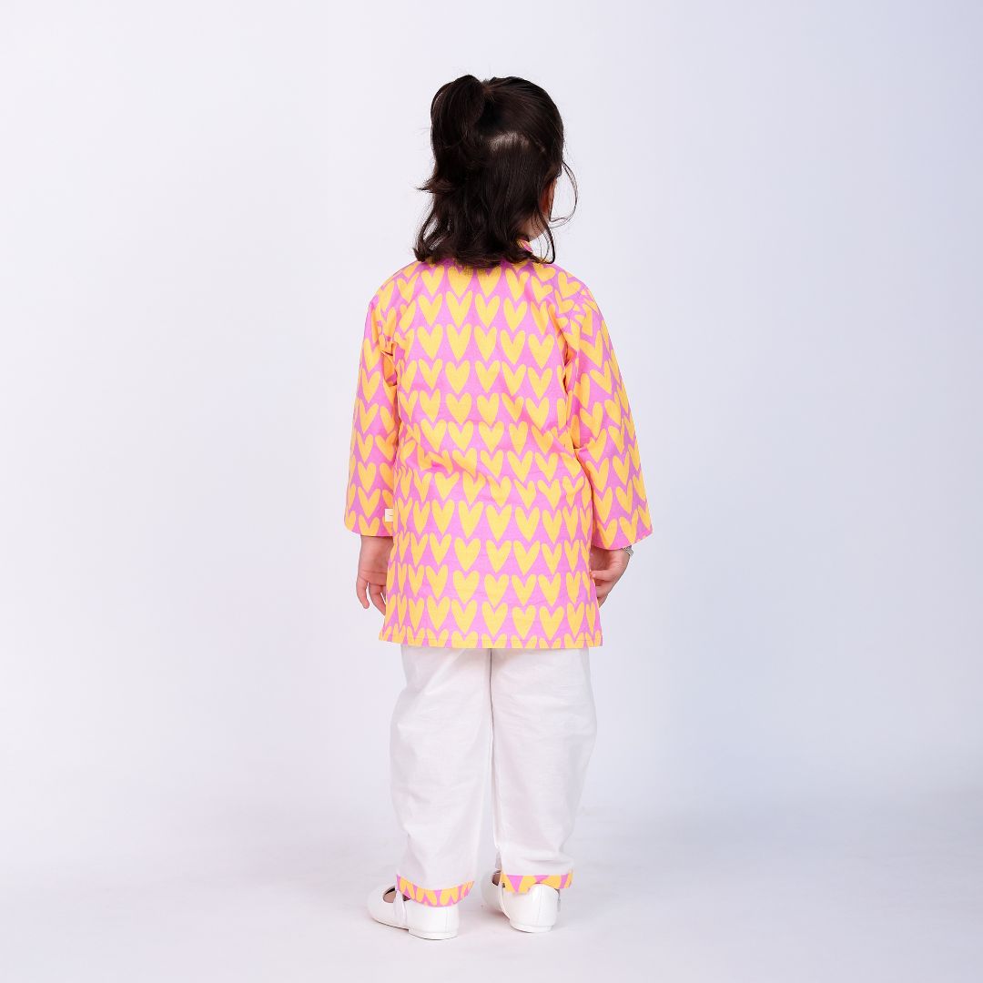 Full Of Heart Cotton Kurta Set