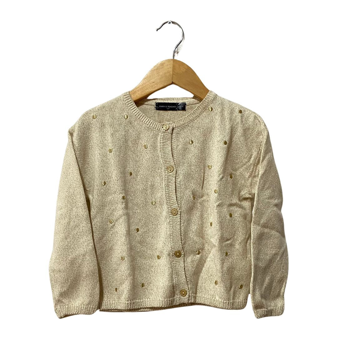 Sparkle Dot Knit Cardigan - Cream