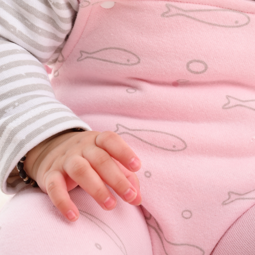 Pink Fish 2-Pc Fleece Romper &amp; Dungaree Set