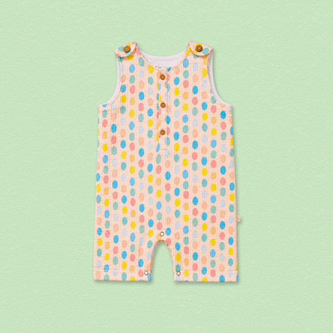 Colorful Polka Muslin Double Layer Romper