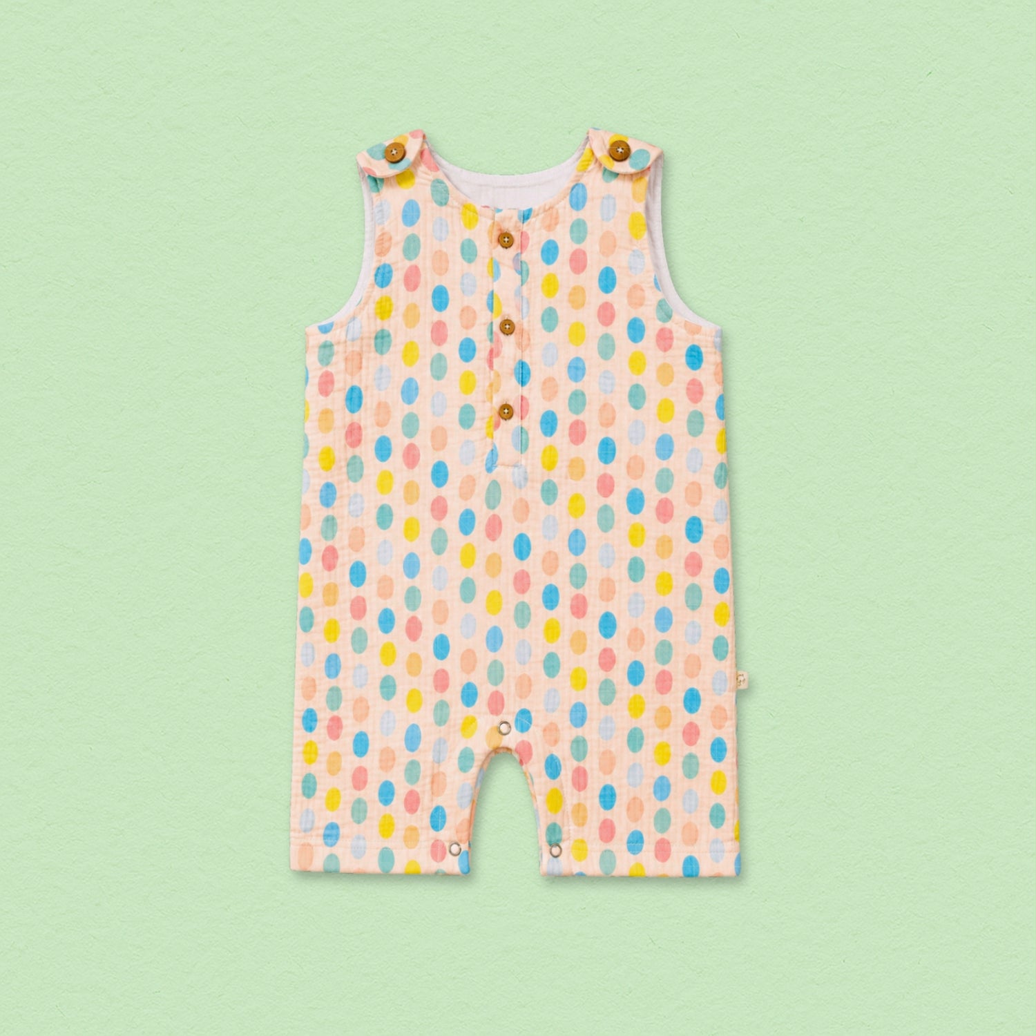 Colorful Polka Muslin Double Layer Romper