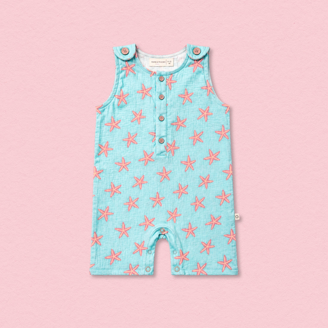 Coral Starfish Muslin Double Layer Romper