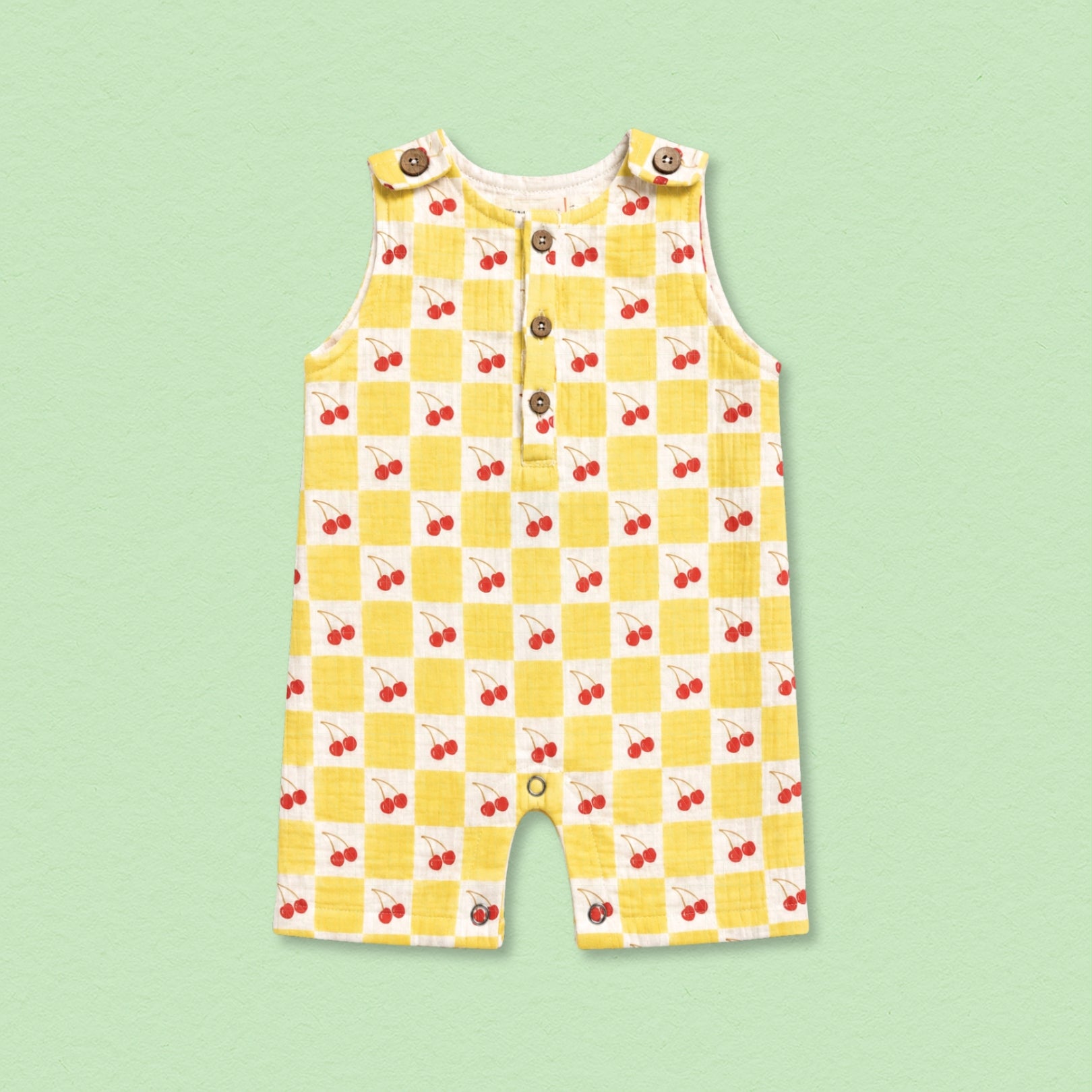 Very Cherry Muslin Double Layer Romper