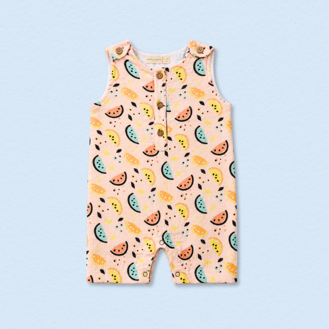 Vibrant Lemons Muslin Double Layer Romper