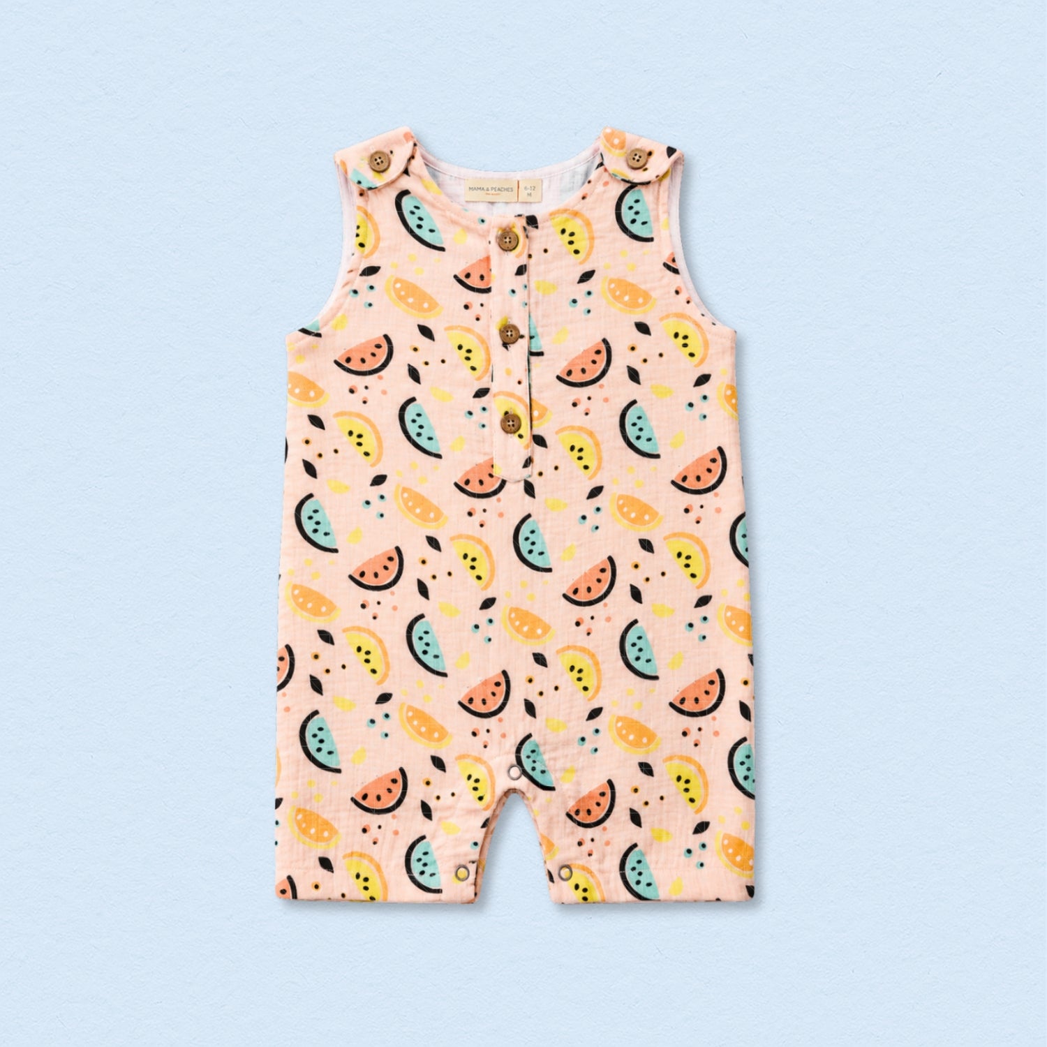 Vibrant Lemons Muslin Double Layer Romper