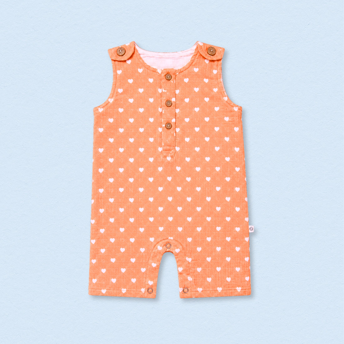 Hearts Muslin Double Layer Romper