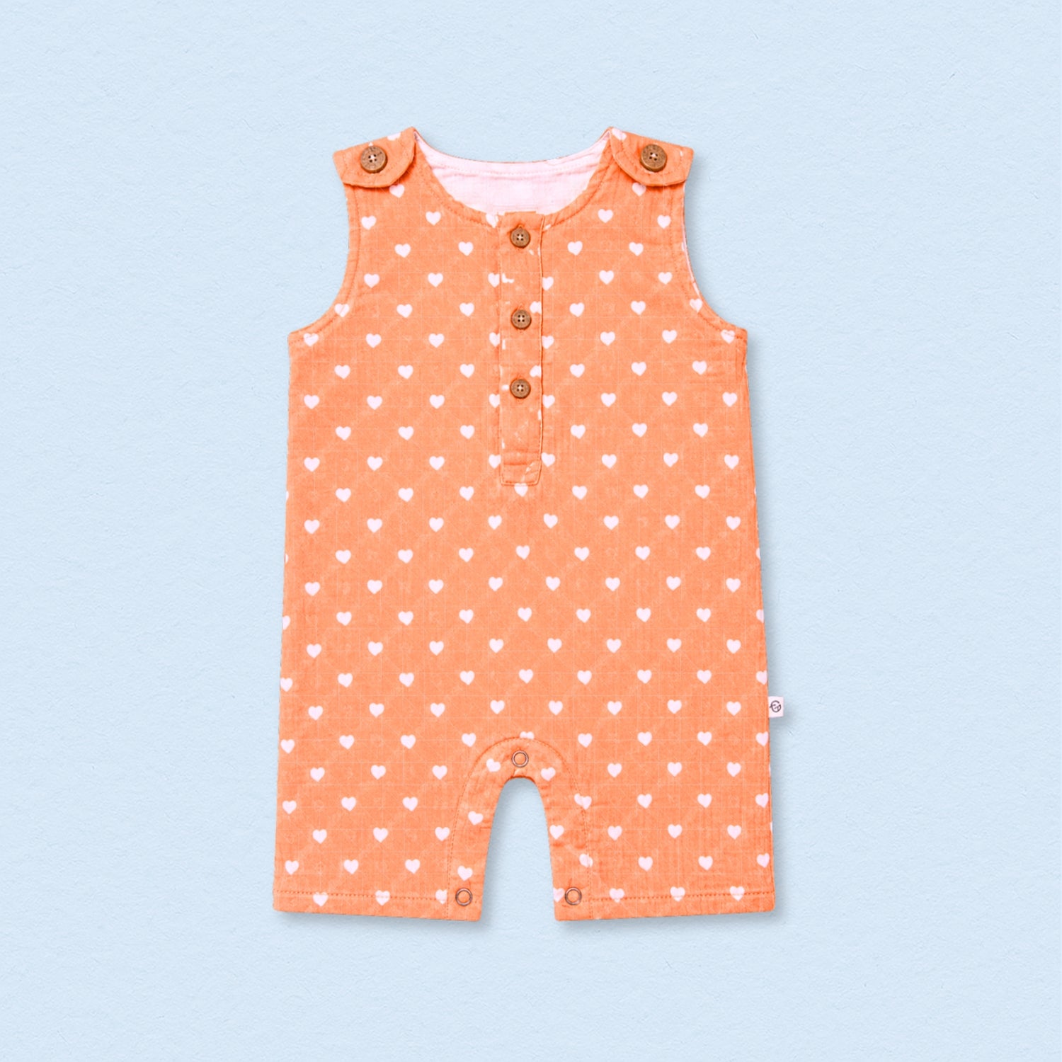 Hearts Muslin Double Layer Romper
