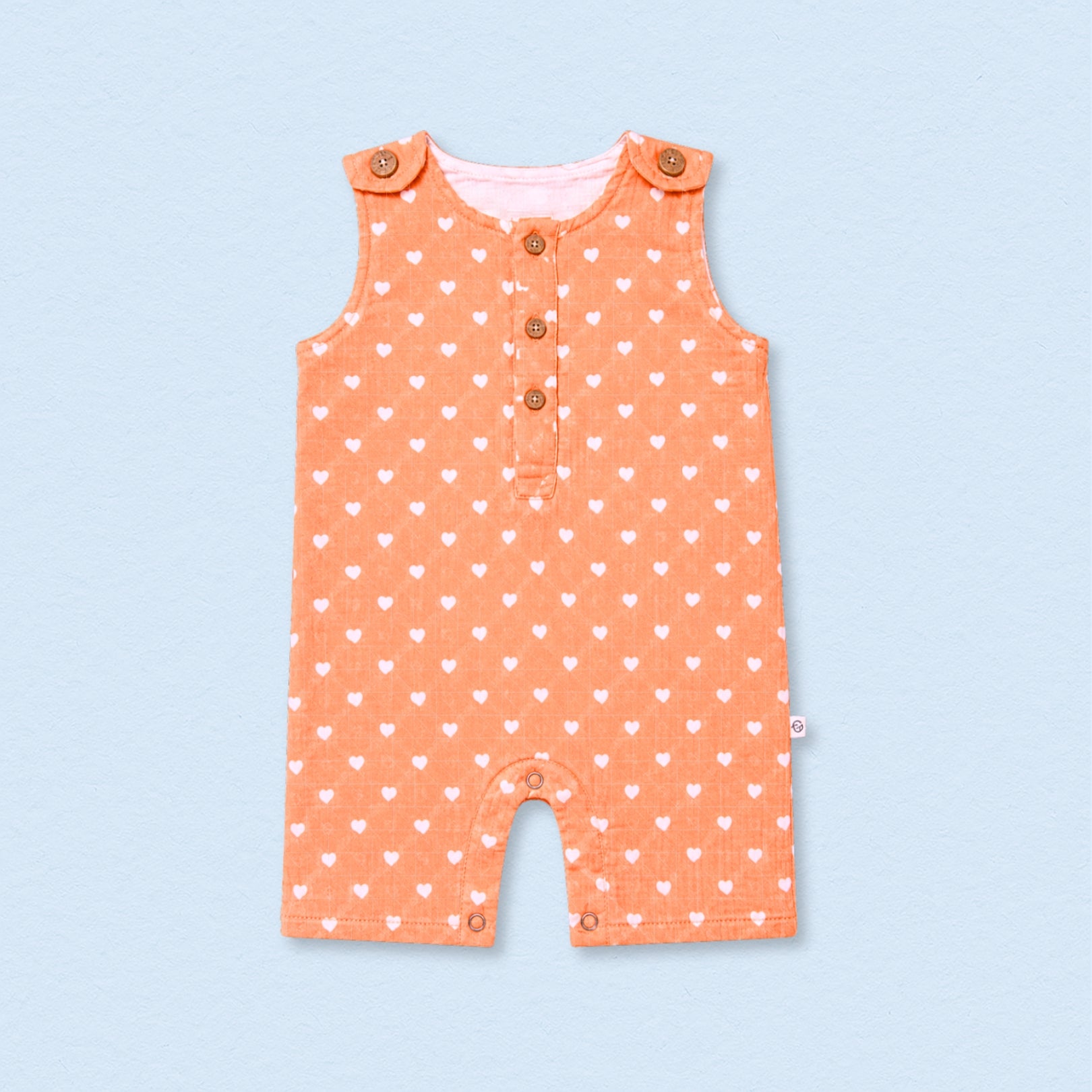 Hearts Muslin Double Layer Romper