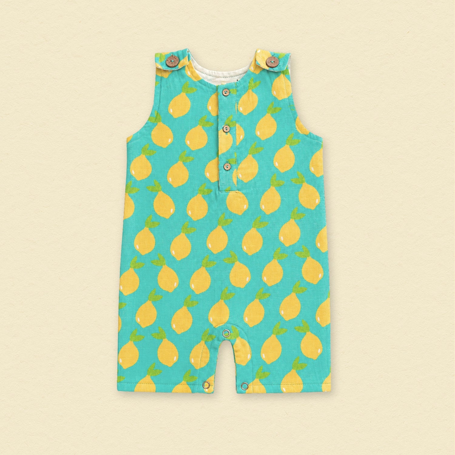 Zingy Lemons Muslin Double Layer Romper
