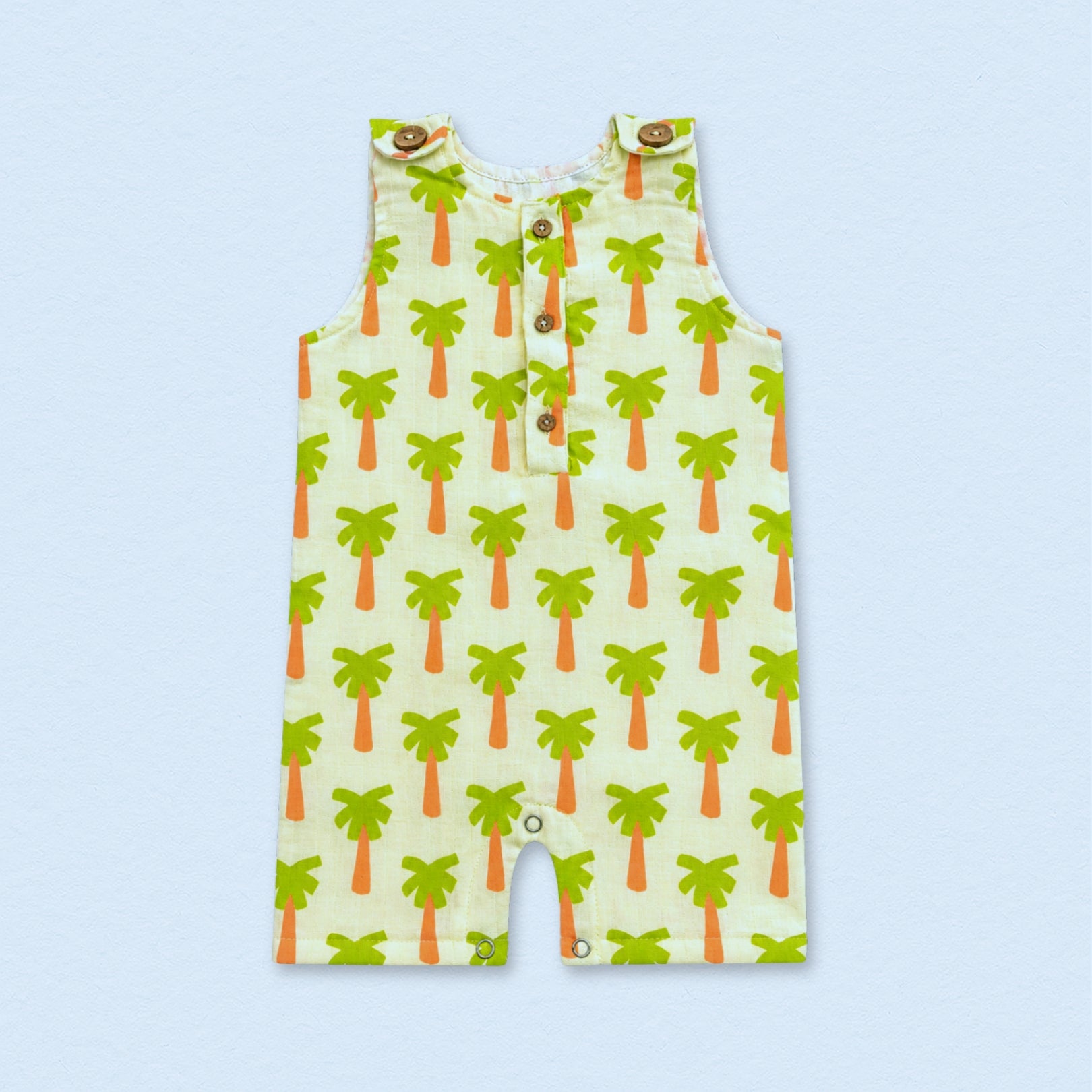Palm Trees Muslin Double Layer Romper