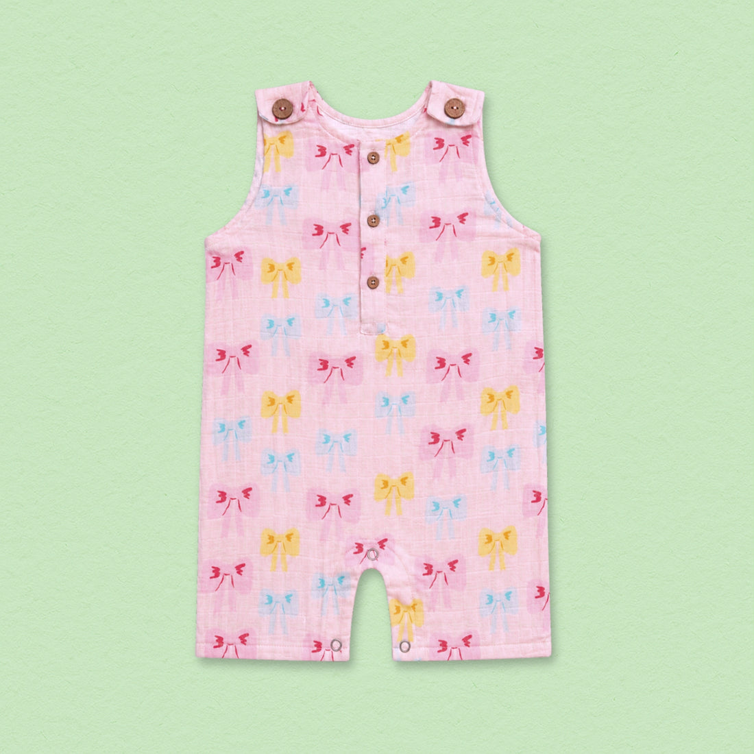 Cute Bows Muslin Double Layer Romper