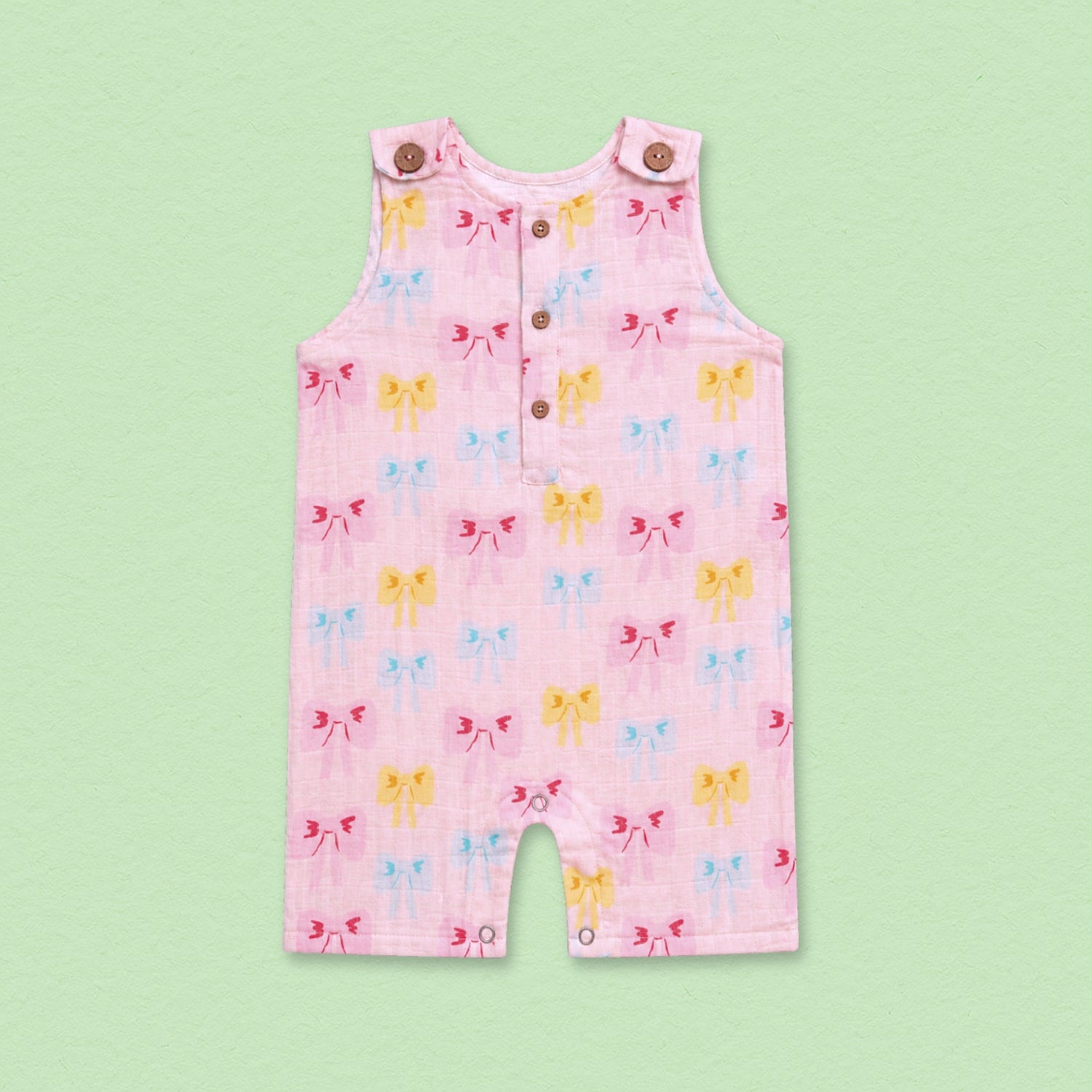 Cute Bows Muslin Double Layer Romper