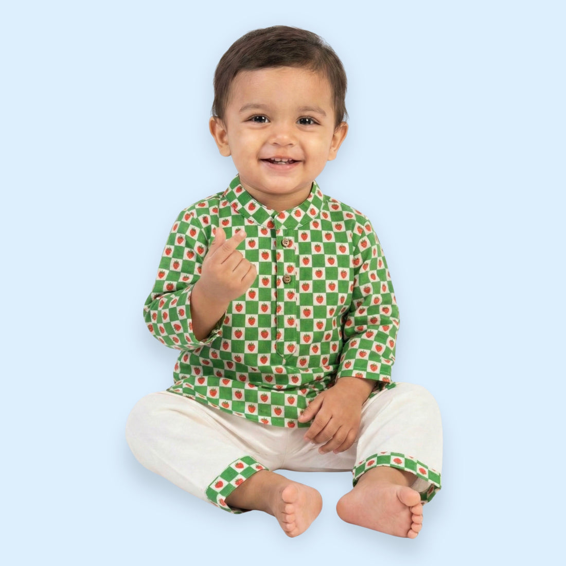 Strawberry Gingham Kurta Set