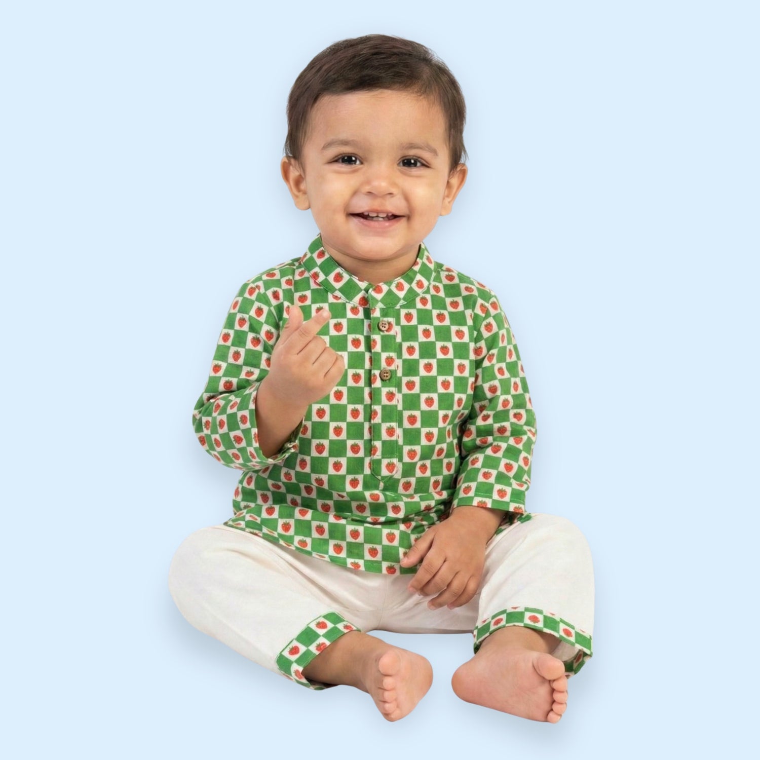 Strawberry Gingham Kurta Set