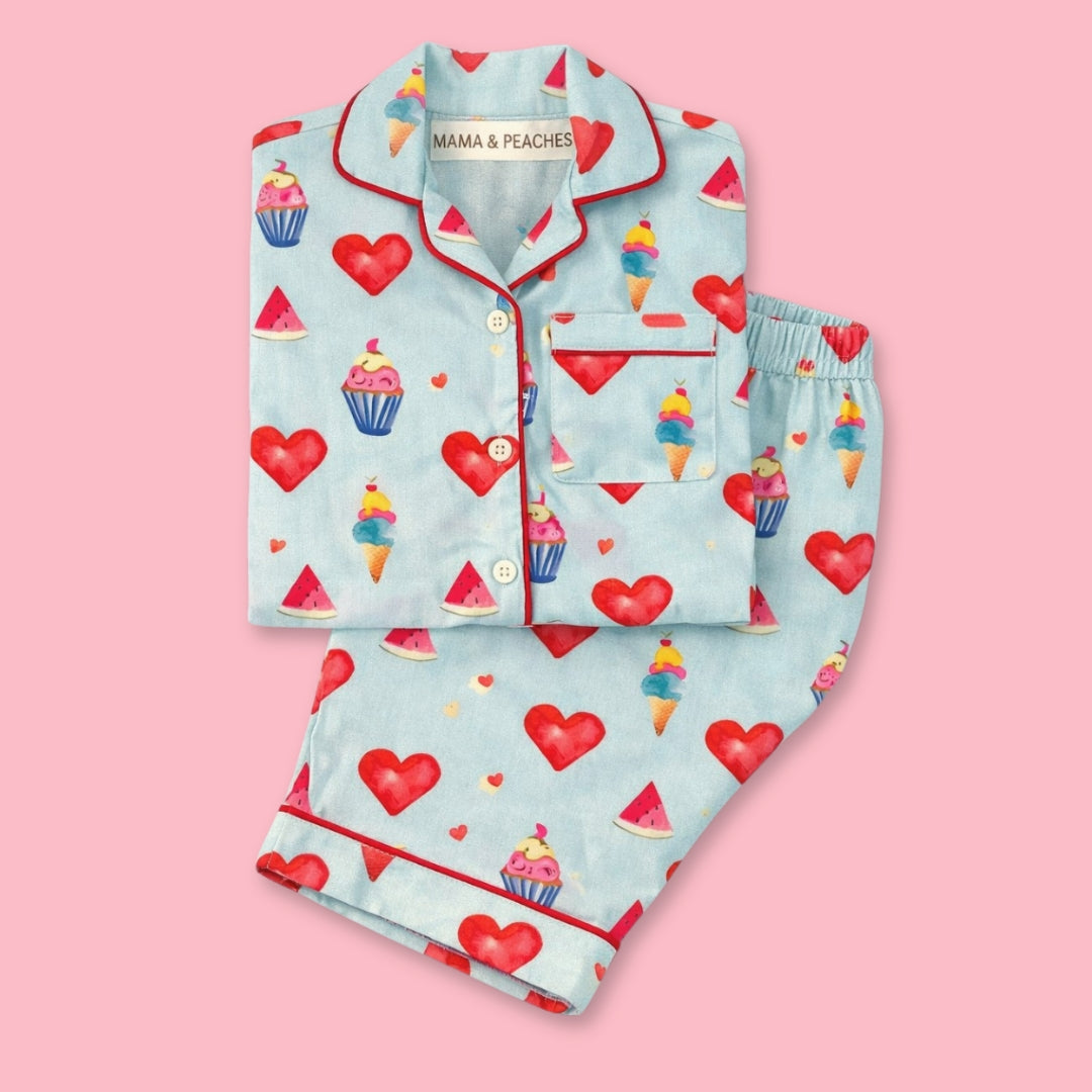 Cupcakes &amp; Dreams Full Sleeves Night Suit featuring a playful cupcake print on a soft, comfortable fabric.