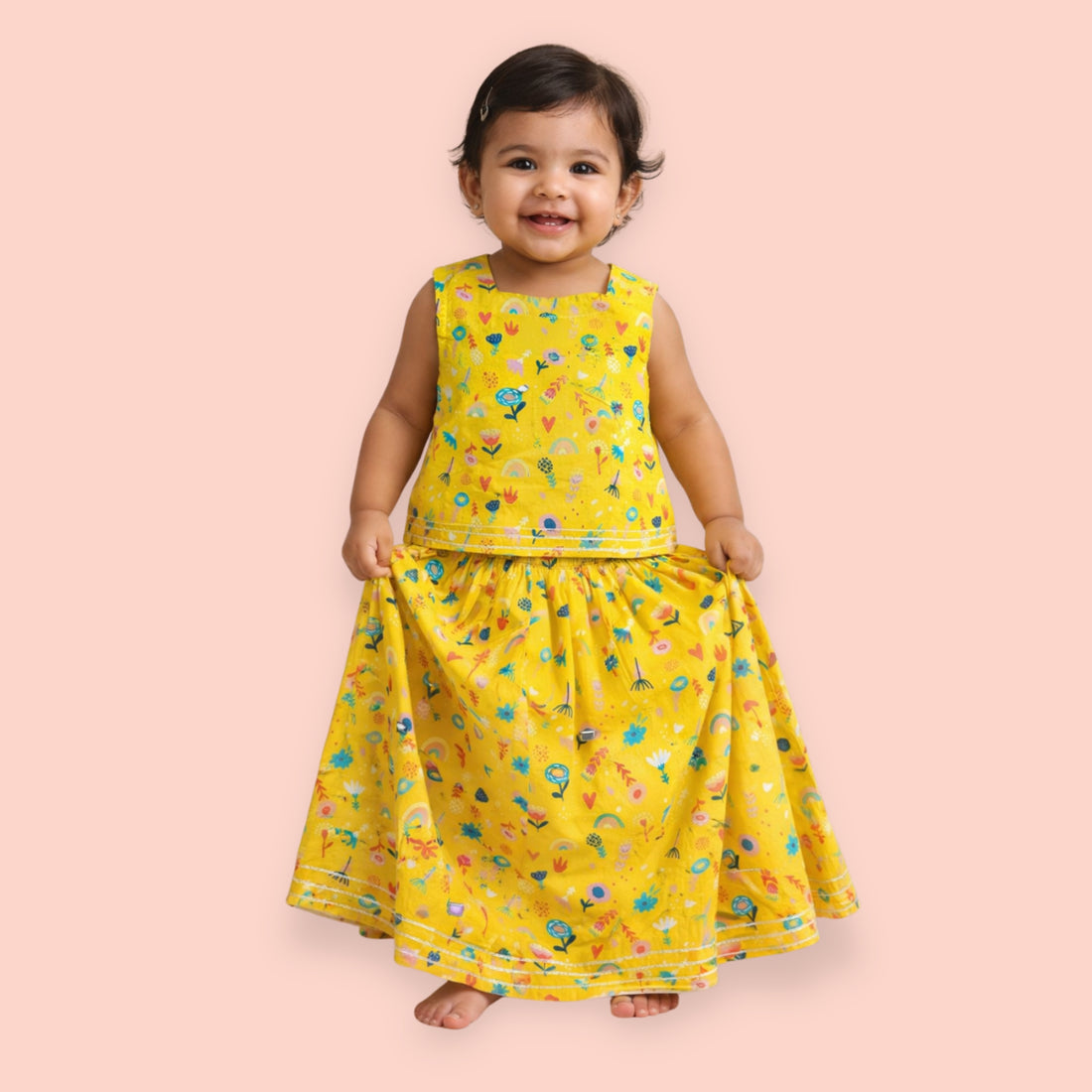 Yellow Floral Lehenga Set