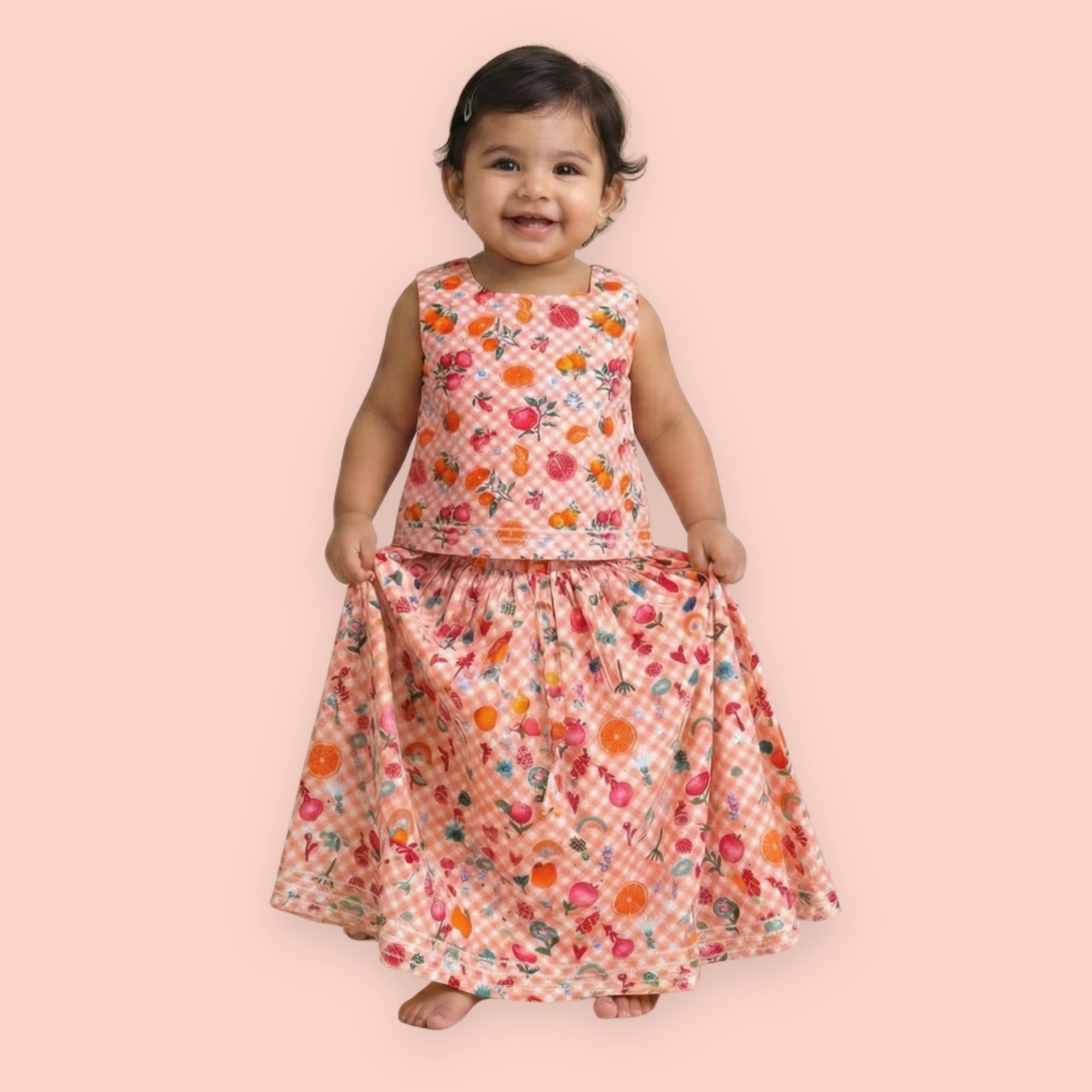 Fruity Gingham Lehenga Set