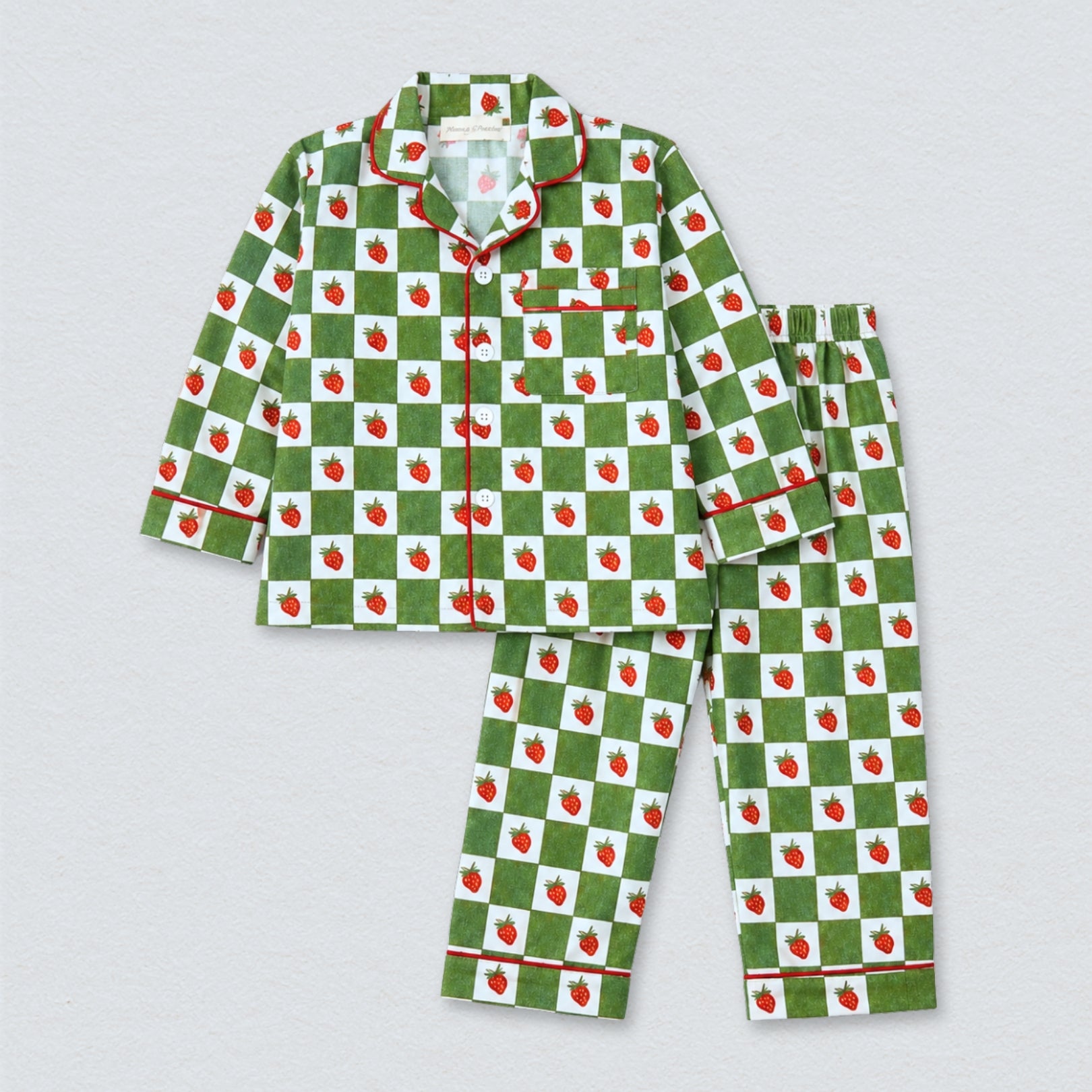 Green Strawberries Full Sleeves Night Suit