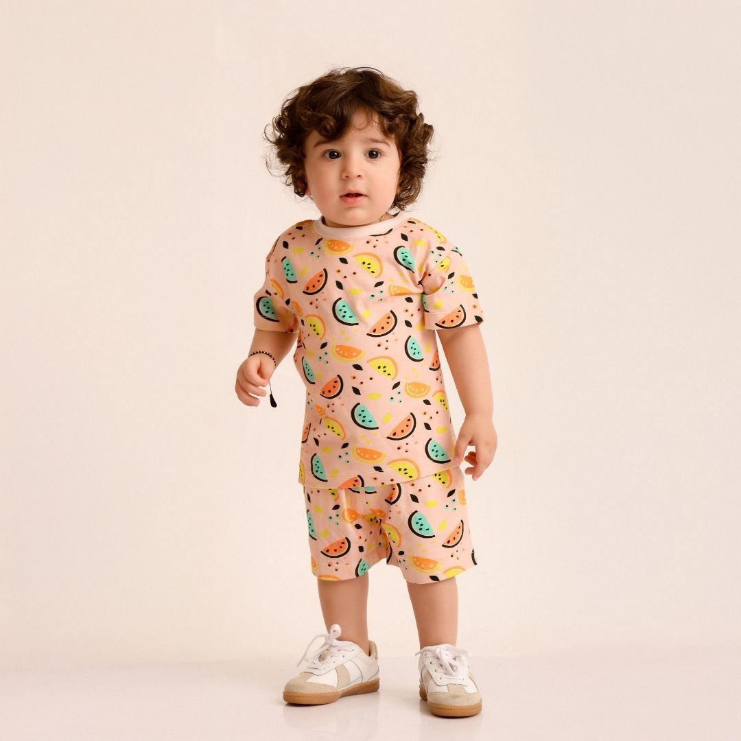 Vibrant Lemons Cotton T-Shirt & Shorts Set