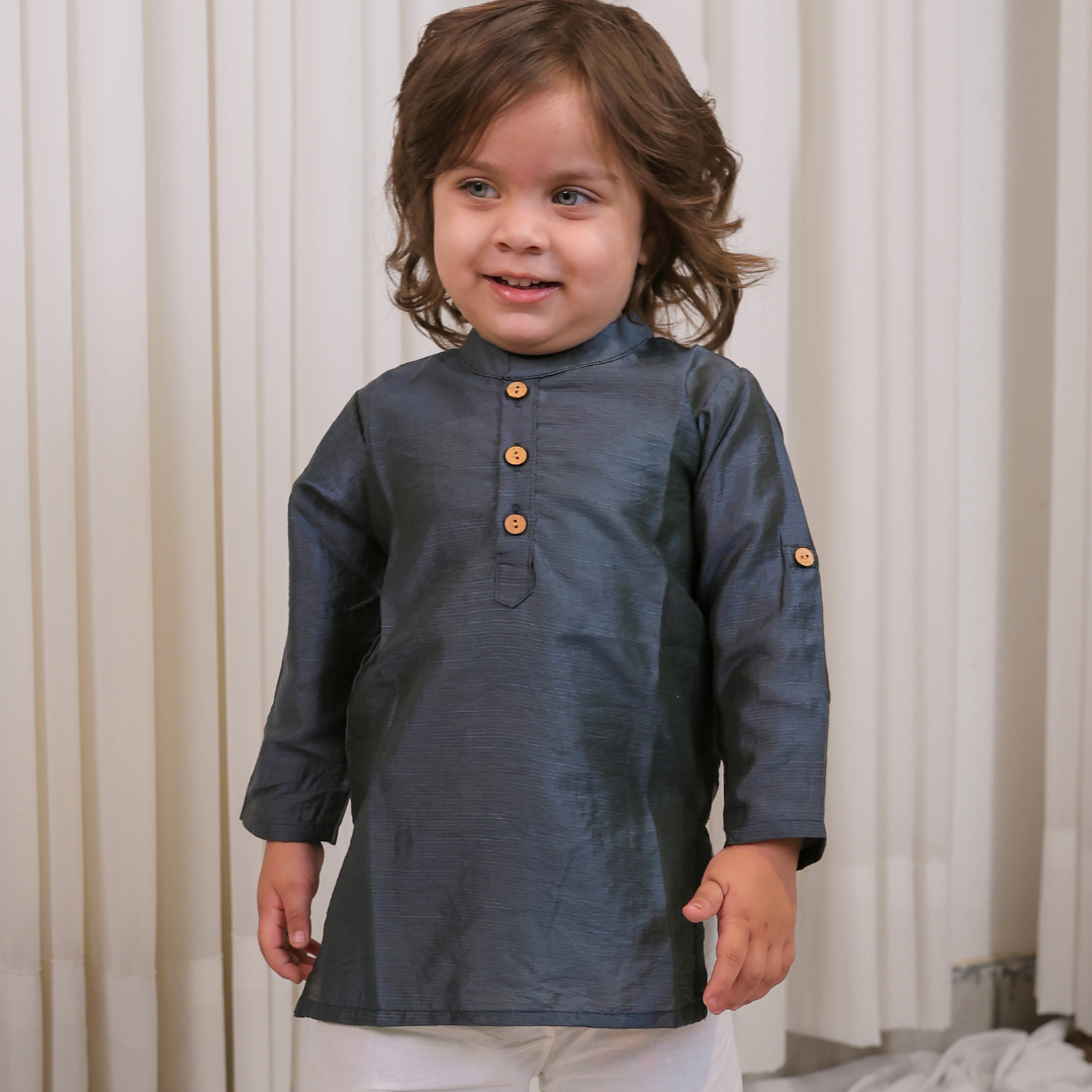 Teal Solid Kurta Set