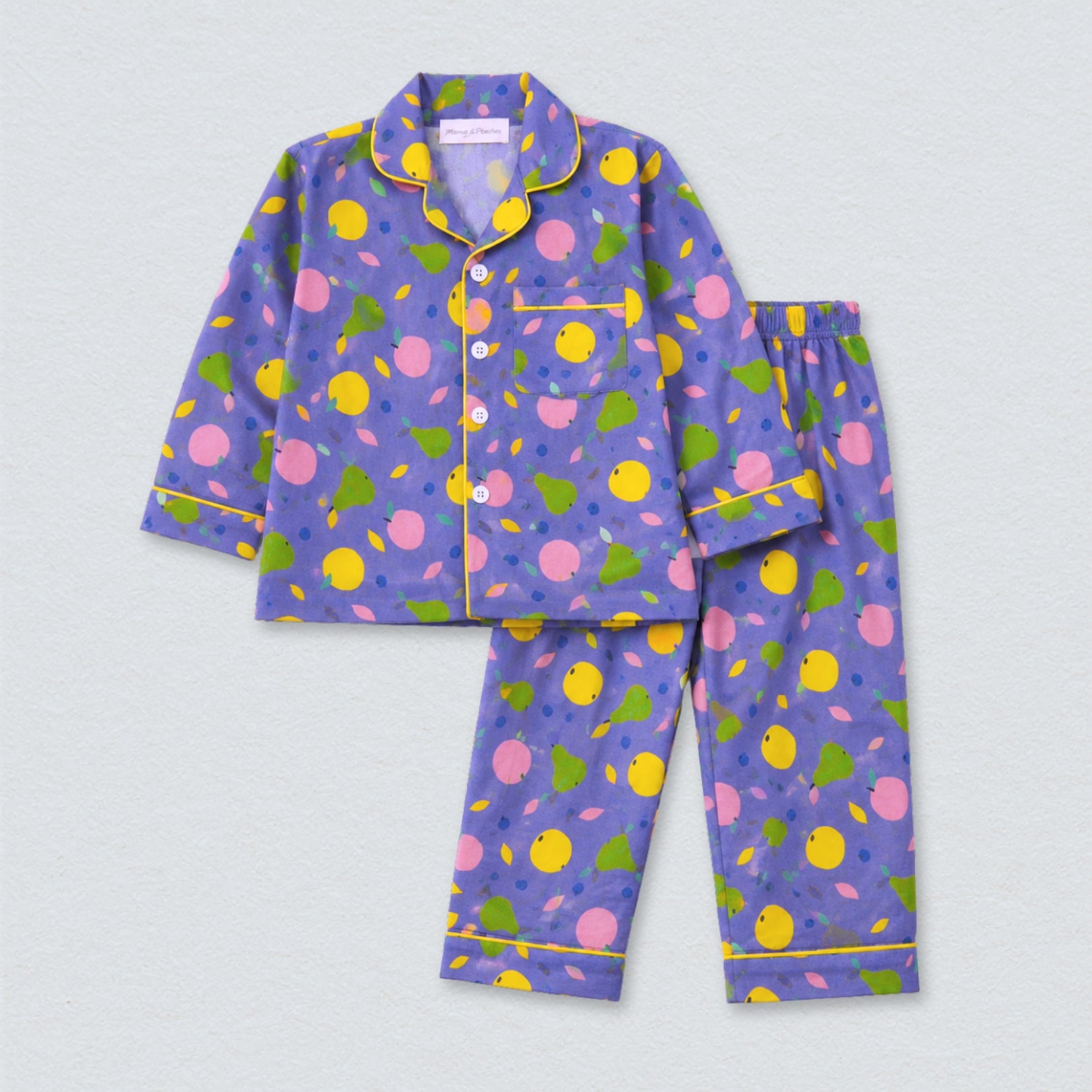 Purple Tropical Fruits Full Sleeves Night Suit