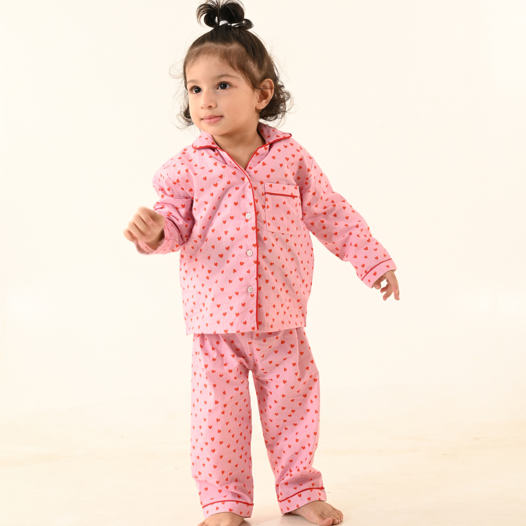 Hearts Full Sleeves Night Suit