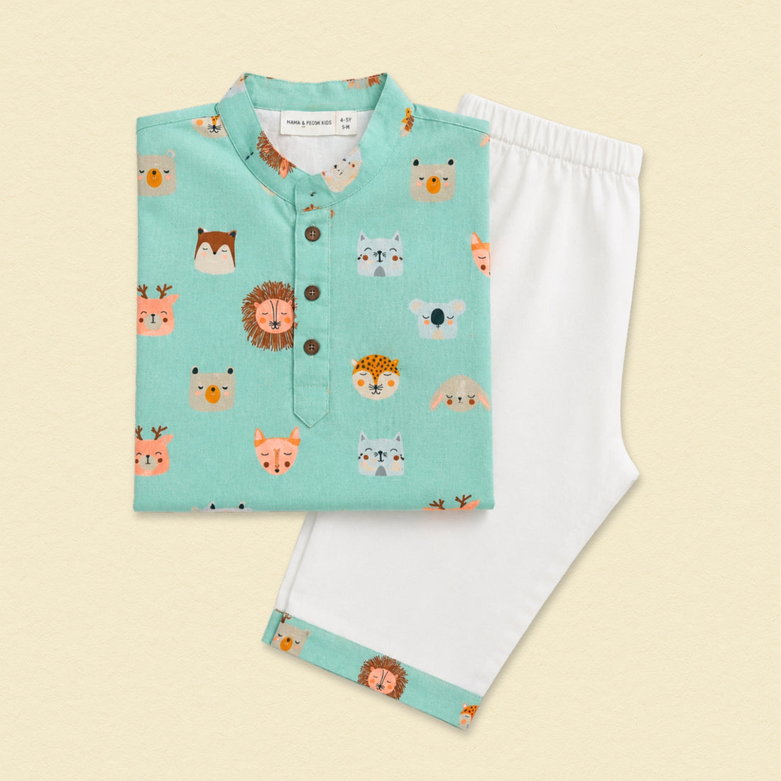 Shy Animals Cotton Kurta Set