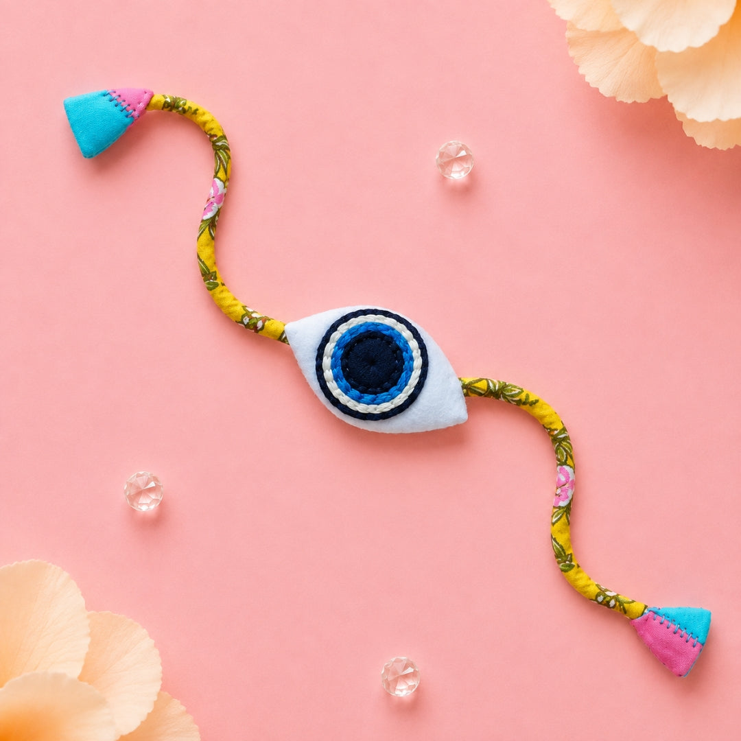 Zero Waste Evil Eye Rakhi - White