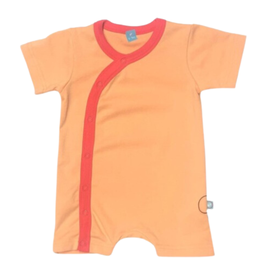 Kids Solid Pure Combed Cotton Sustainable Romper - Orange