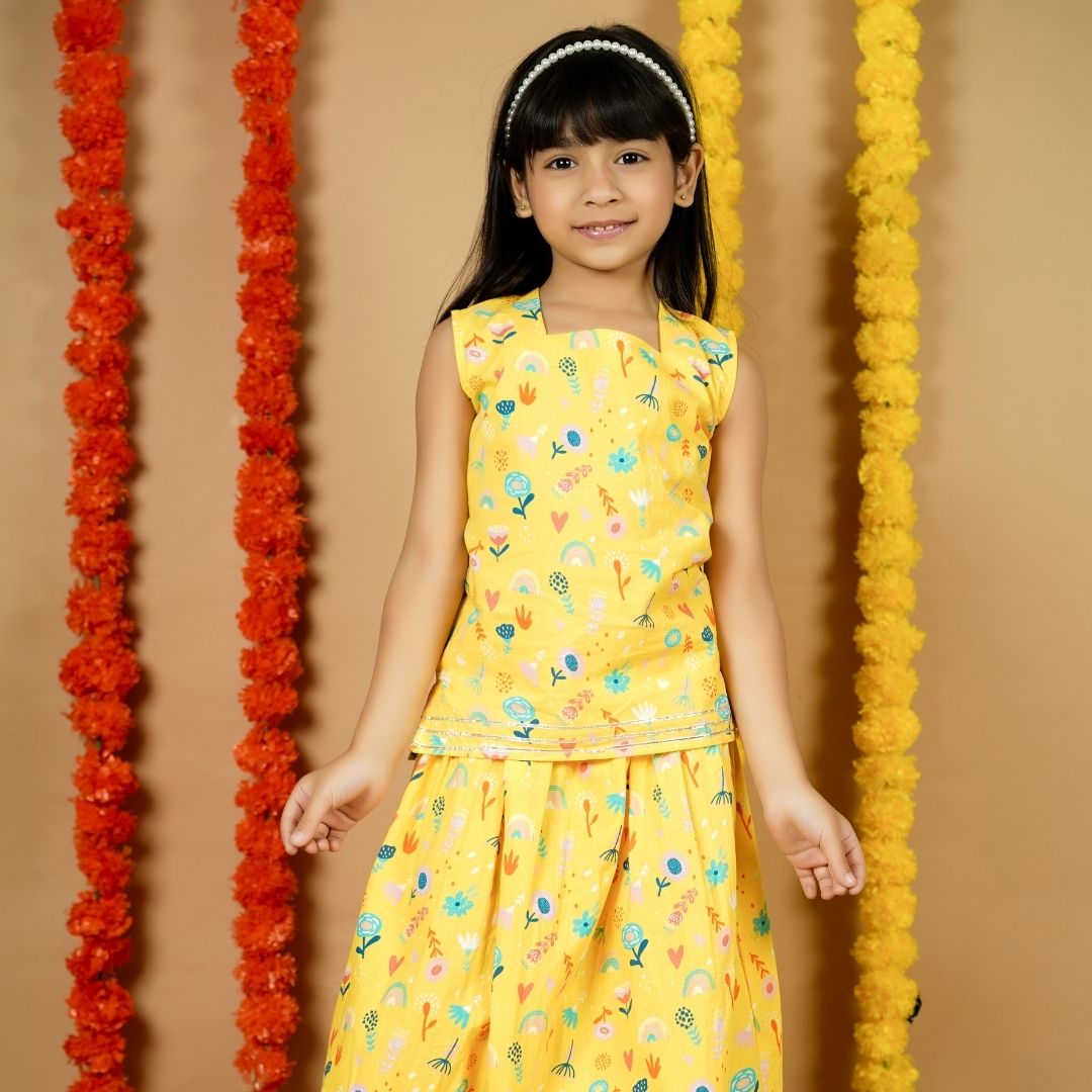 Yellow Floral Lehenga Set