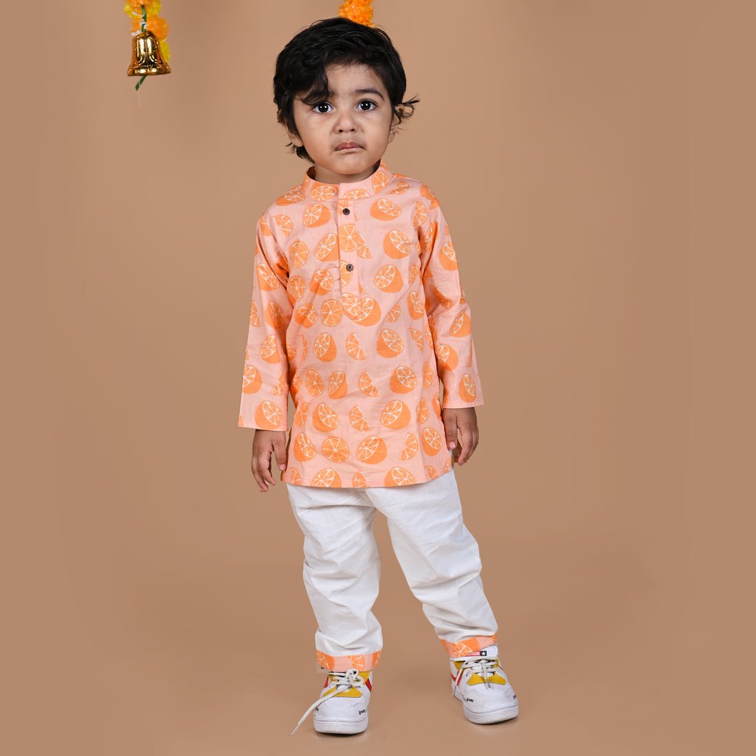 100% Cotton Kurta Set, Orange