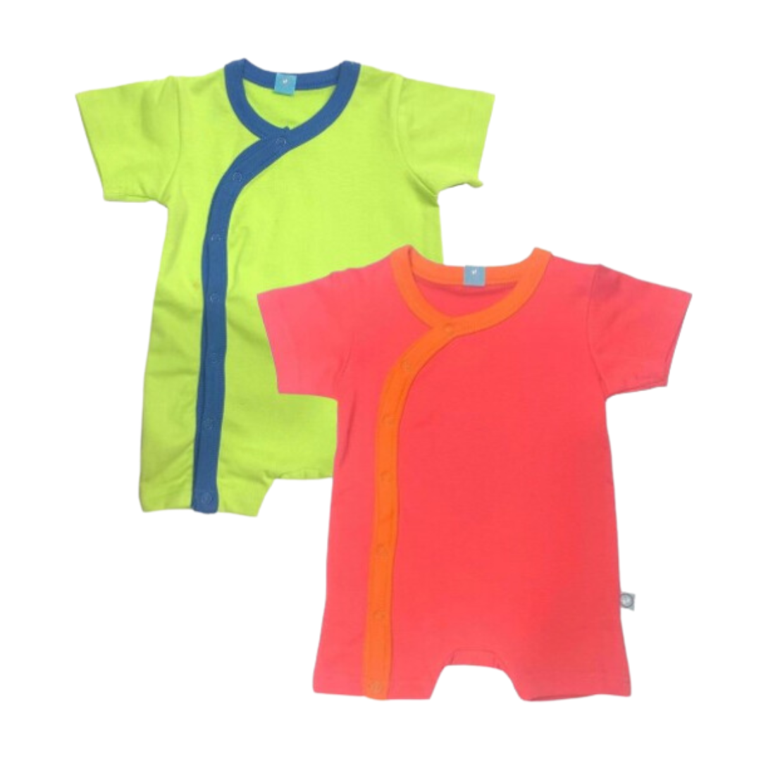 Infants Pack Of 2 Solid Cotton Sustainable Rompers