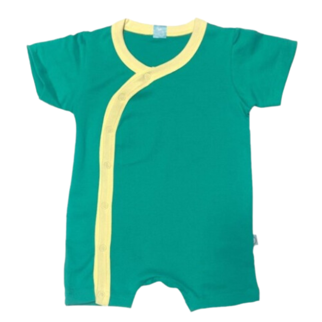 Kids Solid Pure Cotton Sustainable Rompers - Teal Green