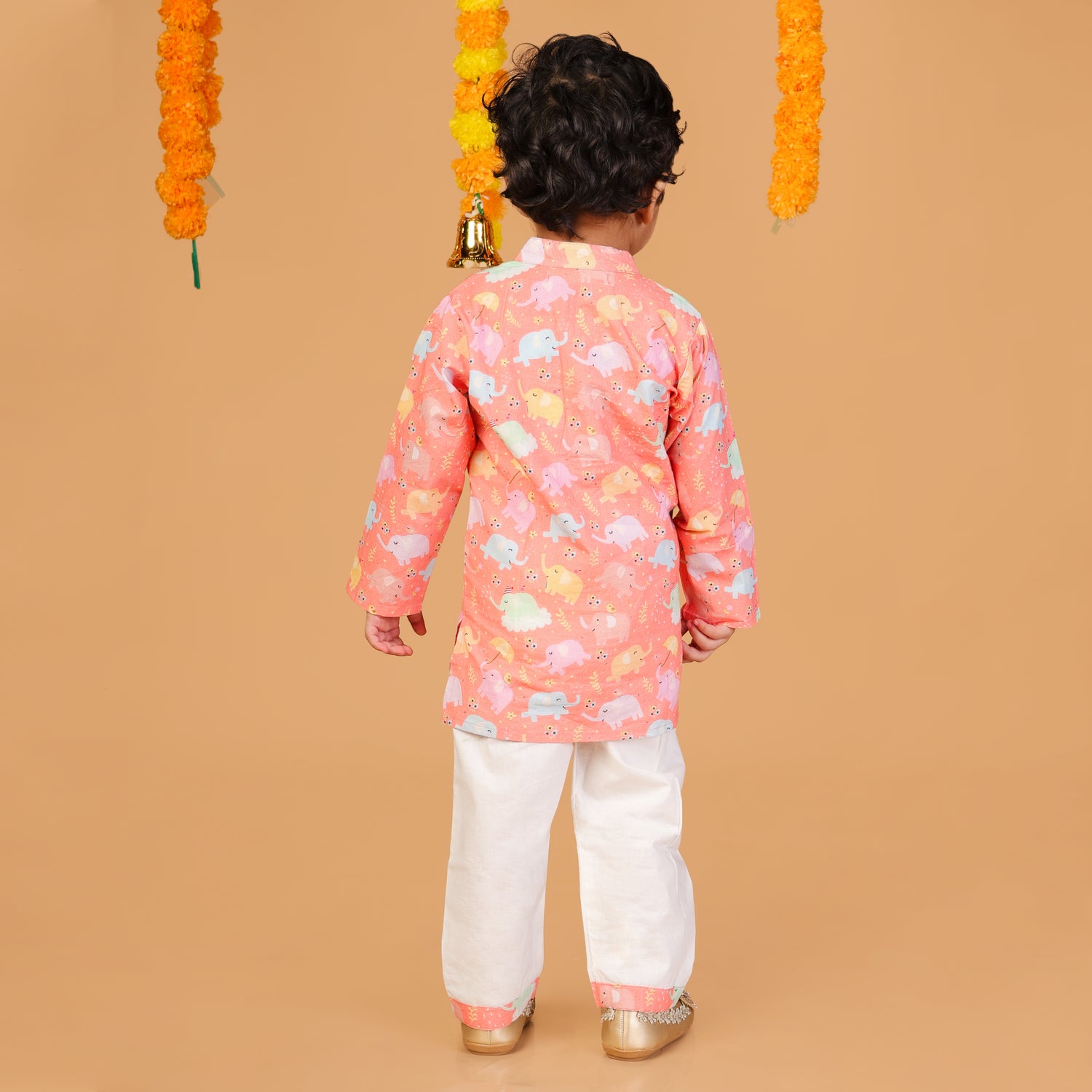 Dancing Elephants Cotton Kurta Set