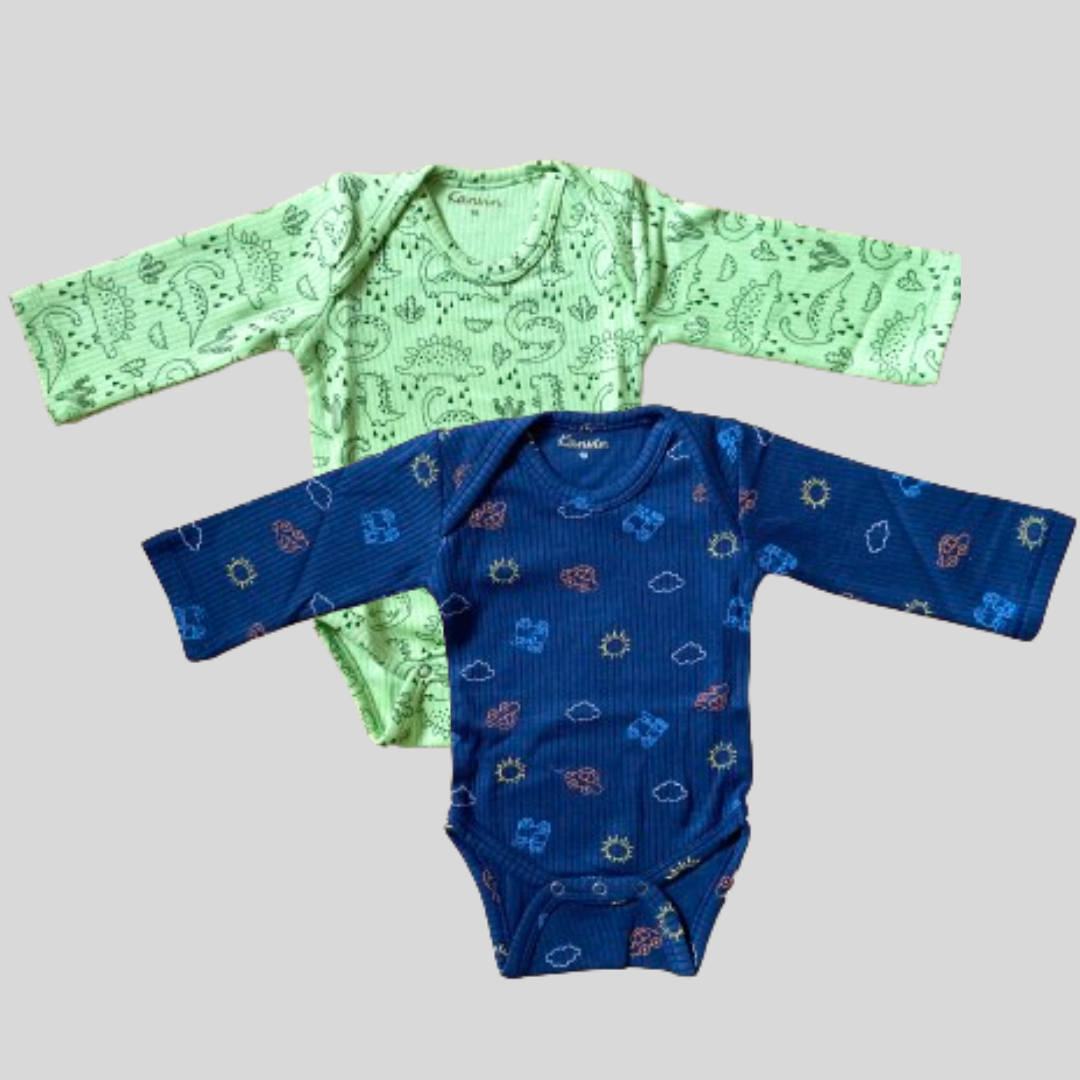 Pack Of 2 Thermal Rompers- Blue Sky &amp; Dino