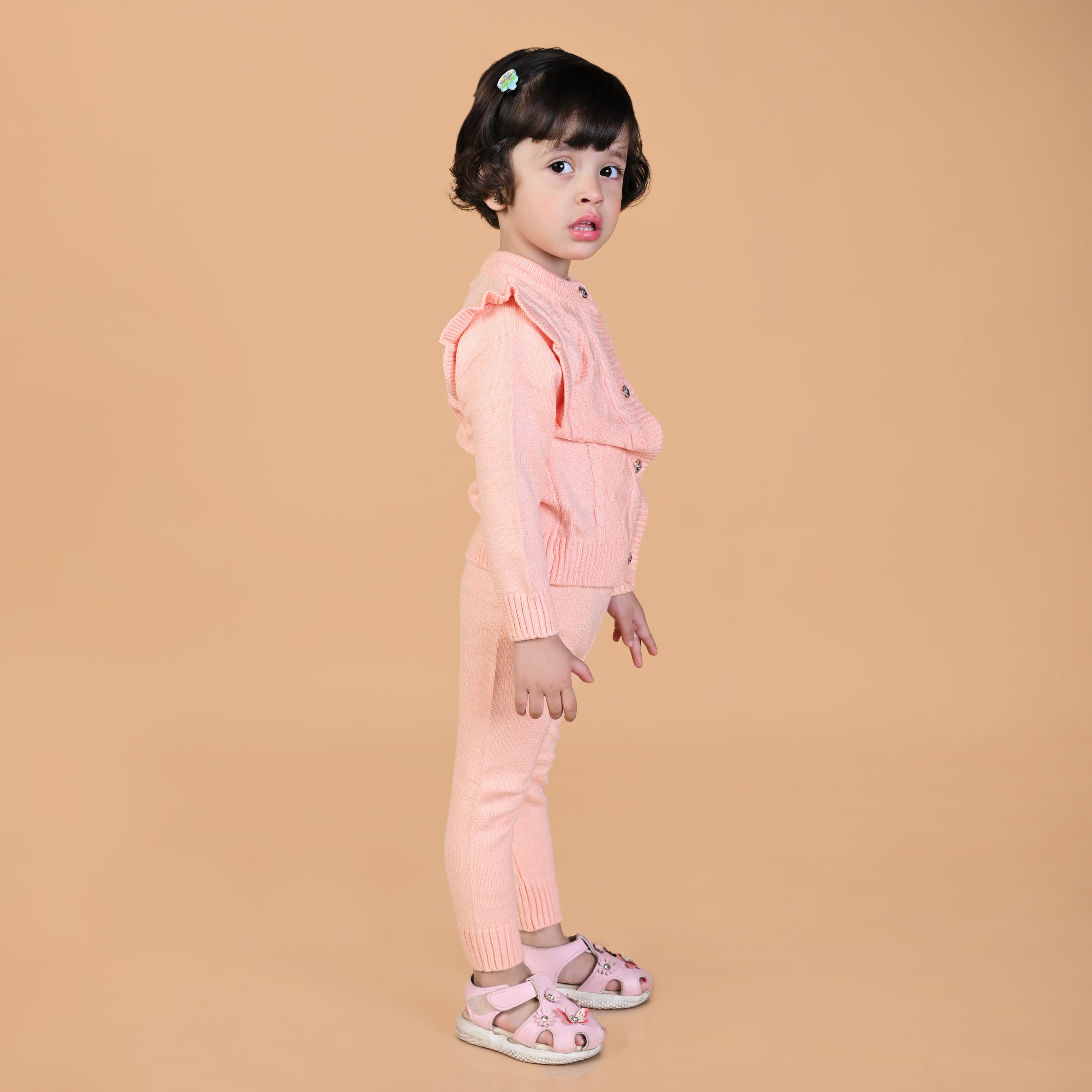 Cable Knit Winter Co-Ord Set - Peach