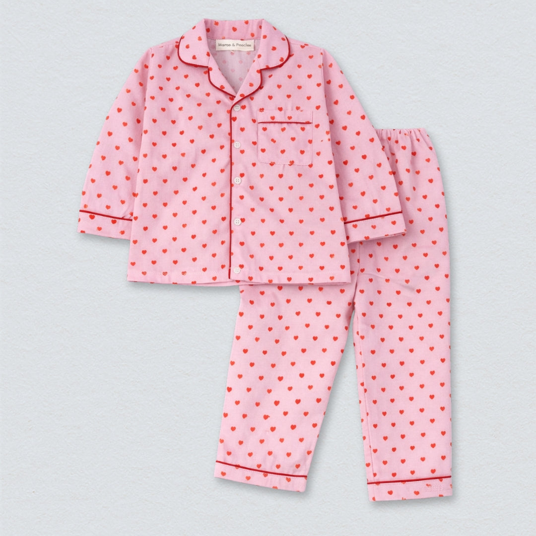 Hearts Full Sleeves Night Suit