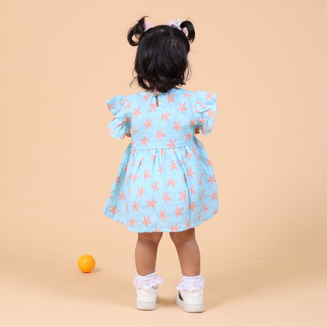 Coral Starfish Muslin Dress