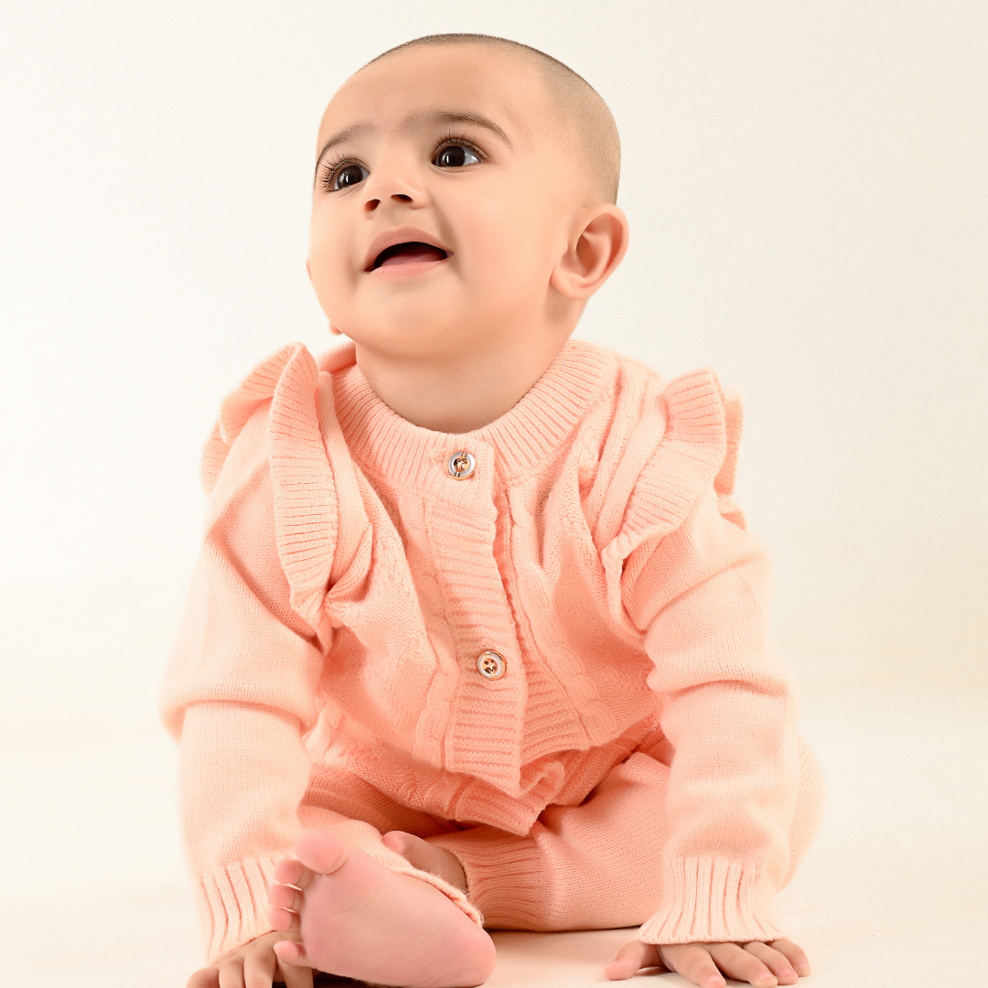 Cable Knit Winter Co-Ord Set - Coral