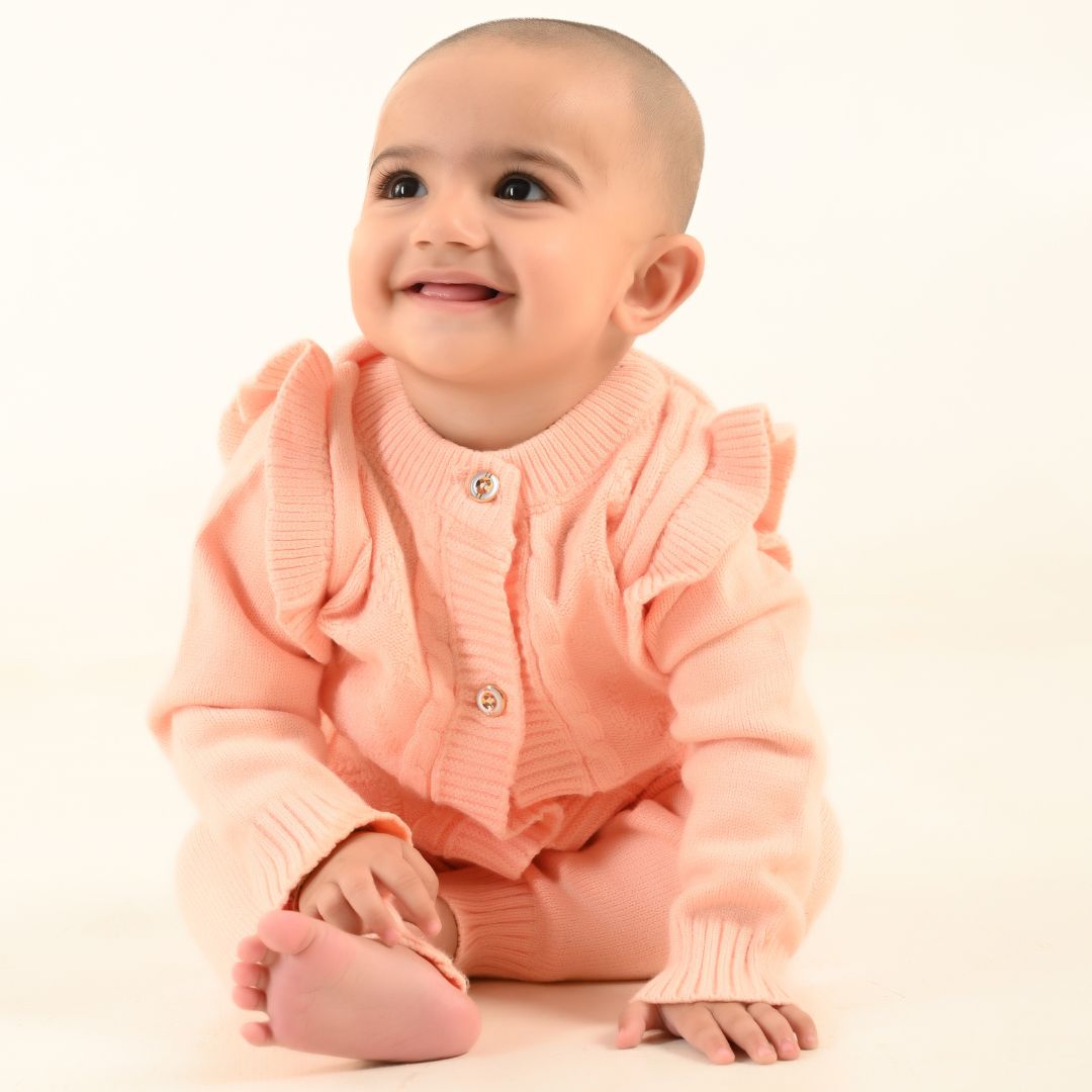 Cable Knit Winter Co-Ord Set - Coral