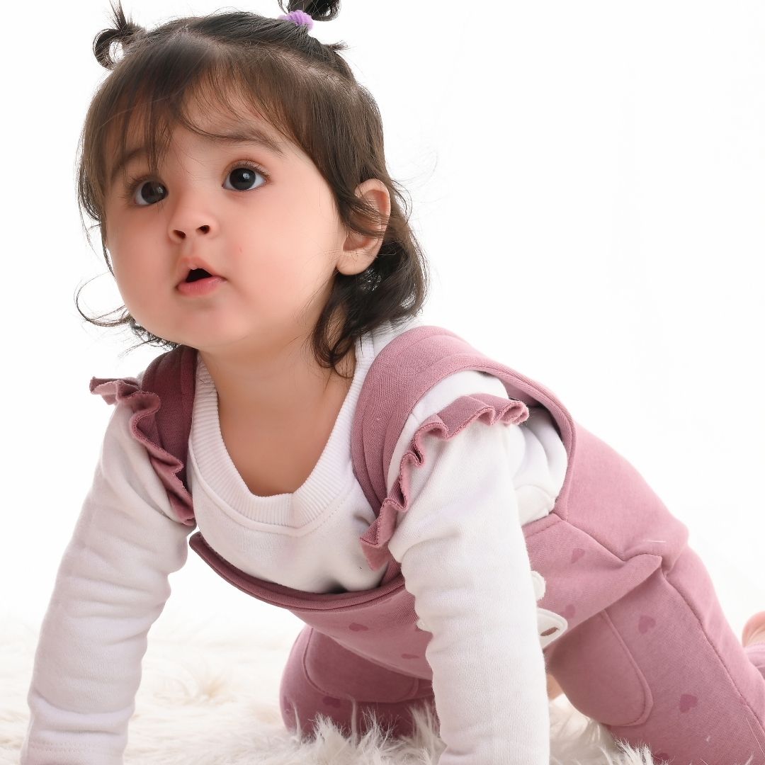 Burgundy Rabbit 2-Pc Fleece Romper &amp; Dungaree Set