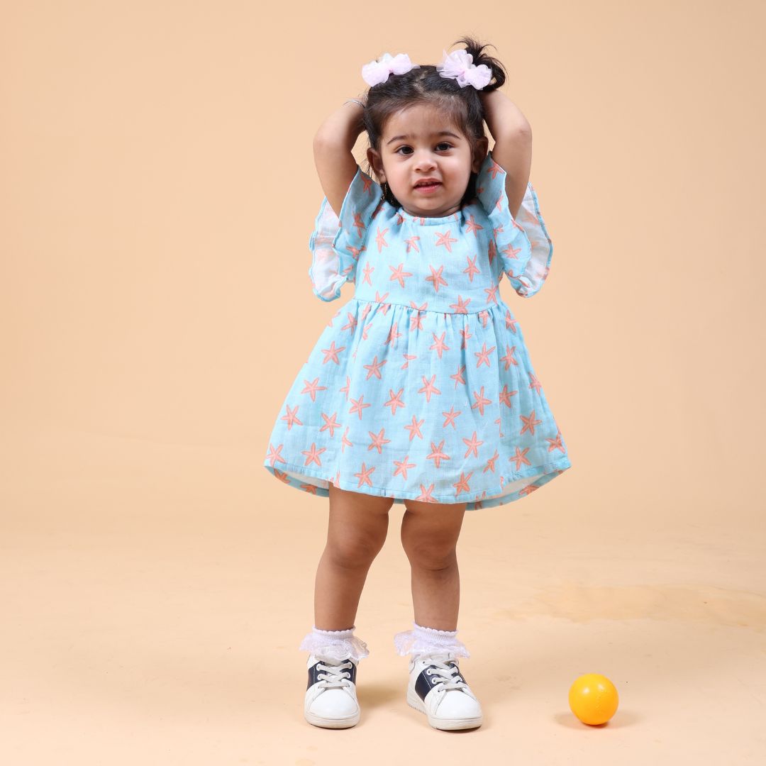 Coral Starfish Muslin Dress