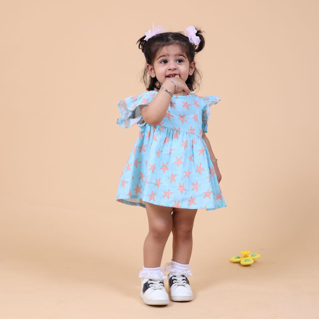 Coral Starfish Muslin Dress